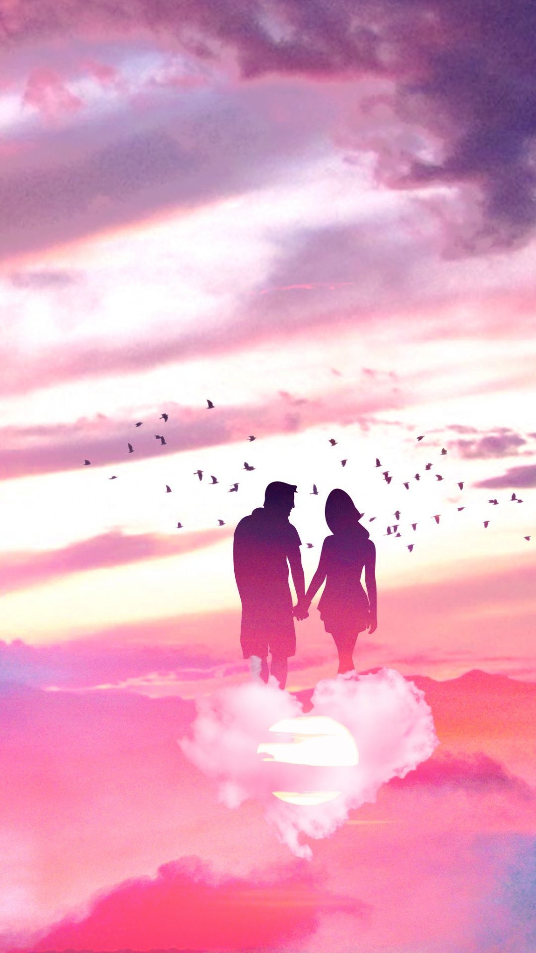 1080x1920 Couple, love, sky, clouds, fantasy wallpaper. Cool background, Wallpaper, Galaxy picture, Phone