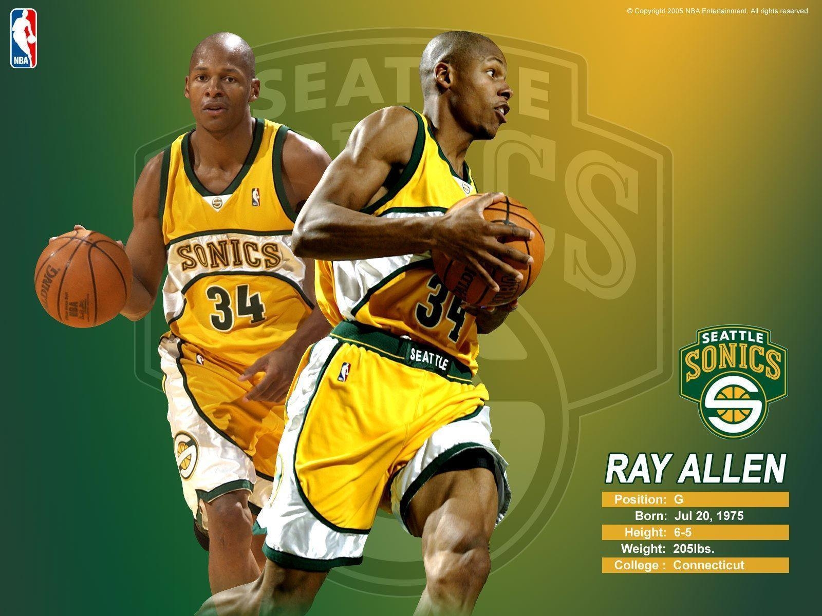 1600x1200 Ray Allen Sonics Wallpaper. Basketball Wallpaper at, Desktop