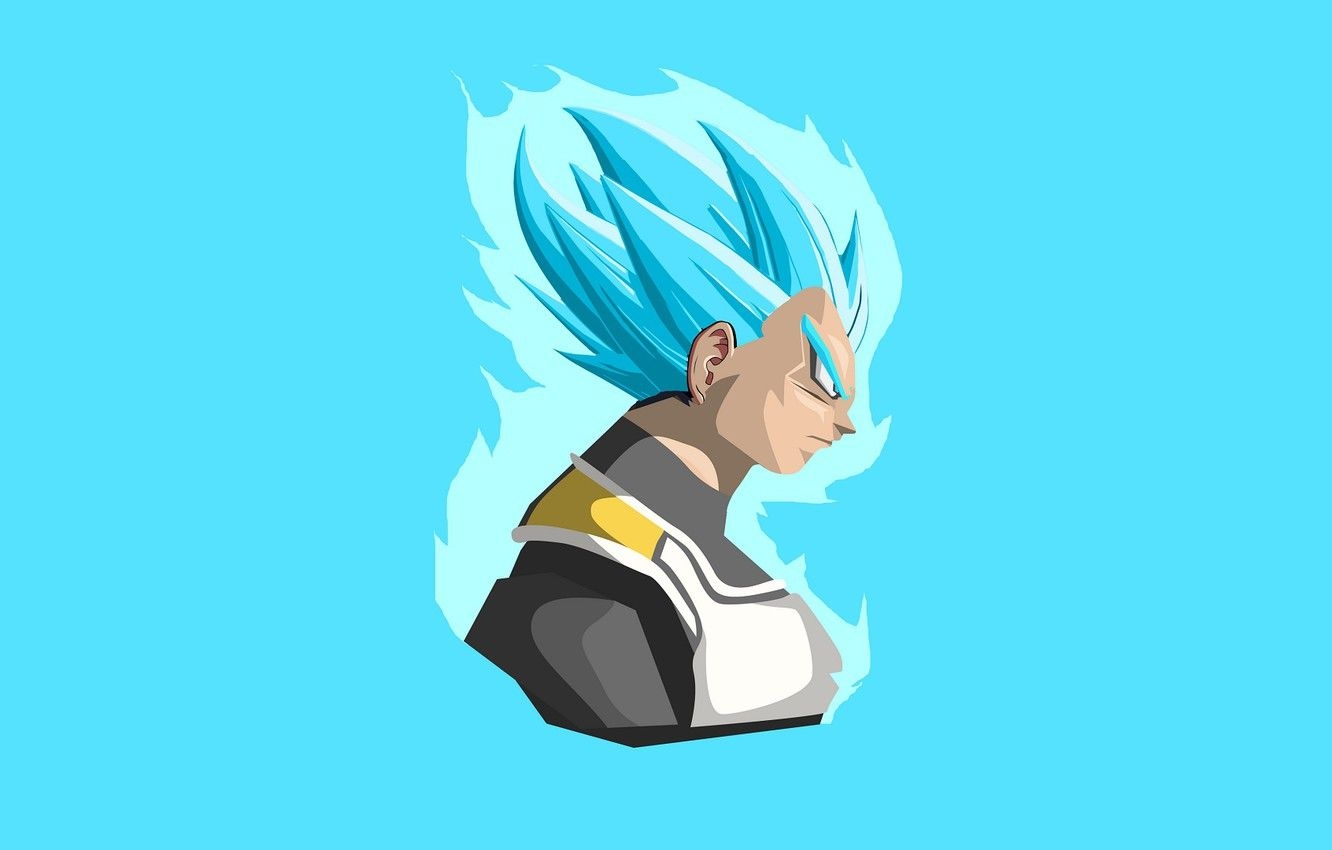 1340x850 Wallpaper minimalism, guy, blue background, Dragon Ball, Dragonball image for desktop, section сёнэн, Desktop