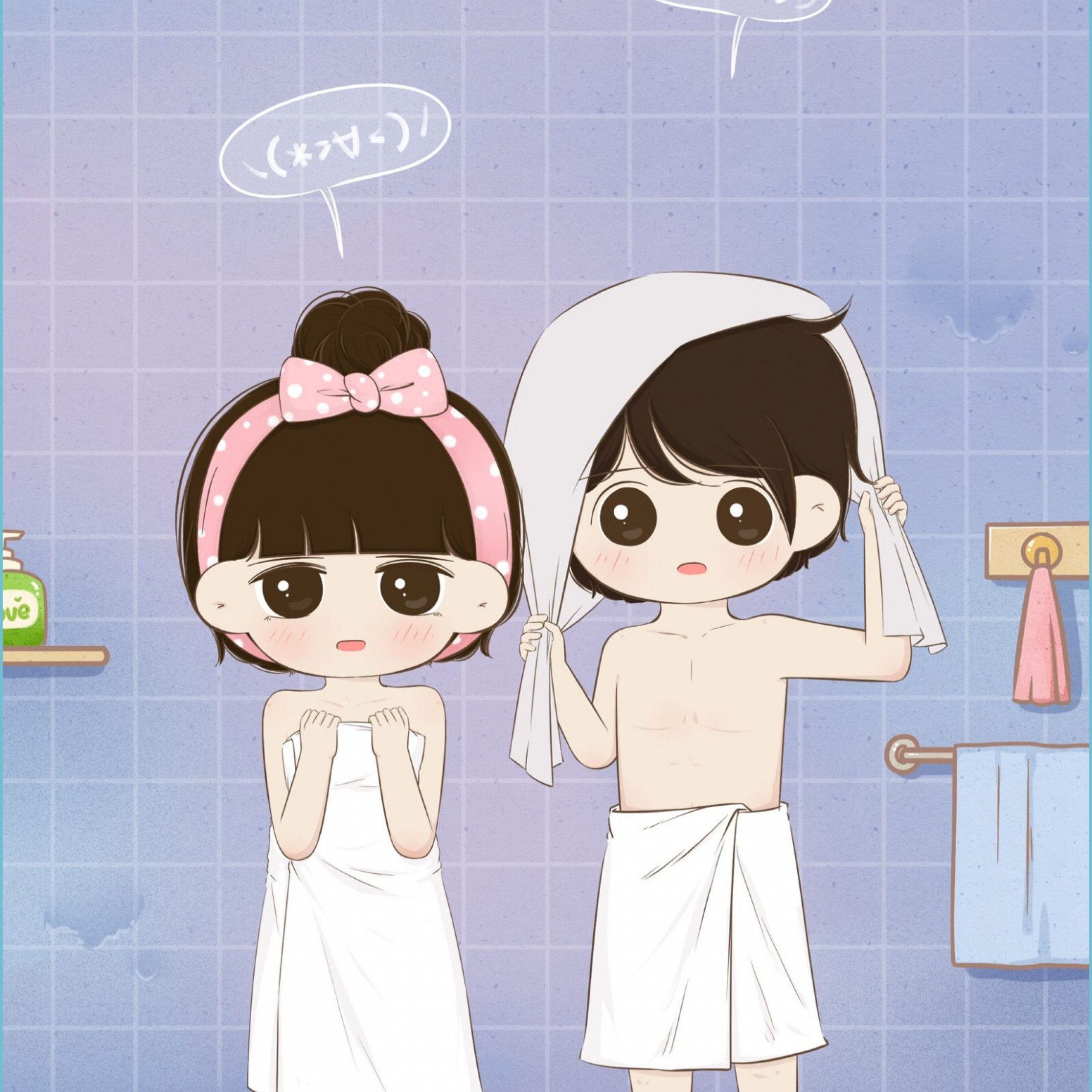 2560x2560 Cute Couple Cartoons Wallpaper Free Cute Couple Cartoons Background, Phone