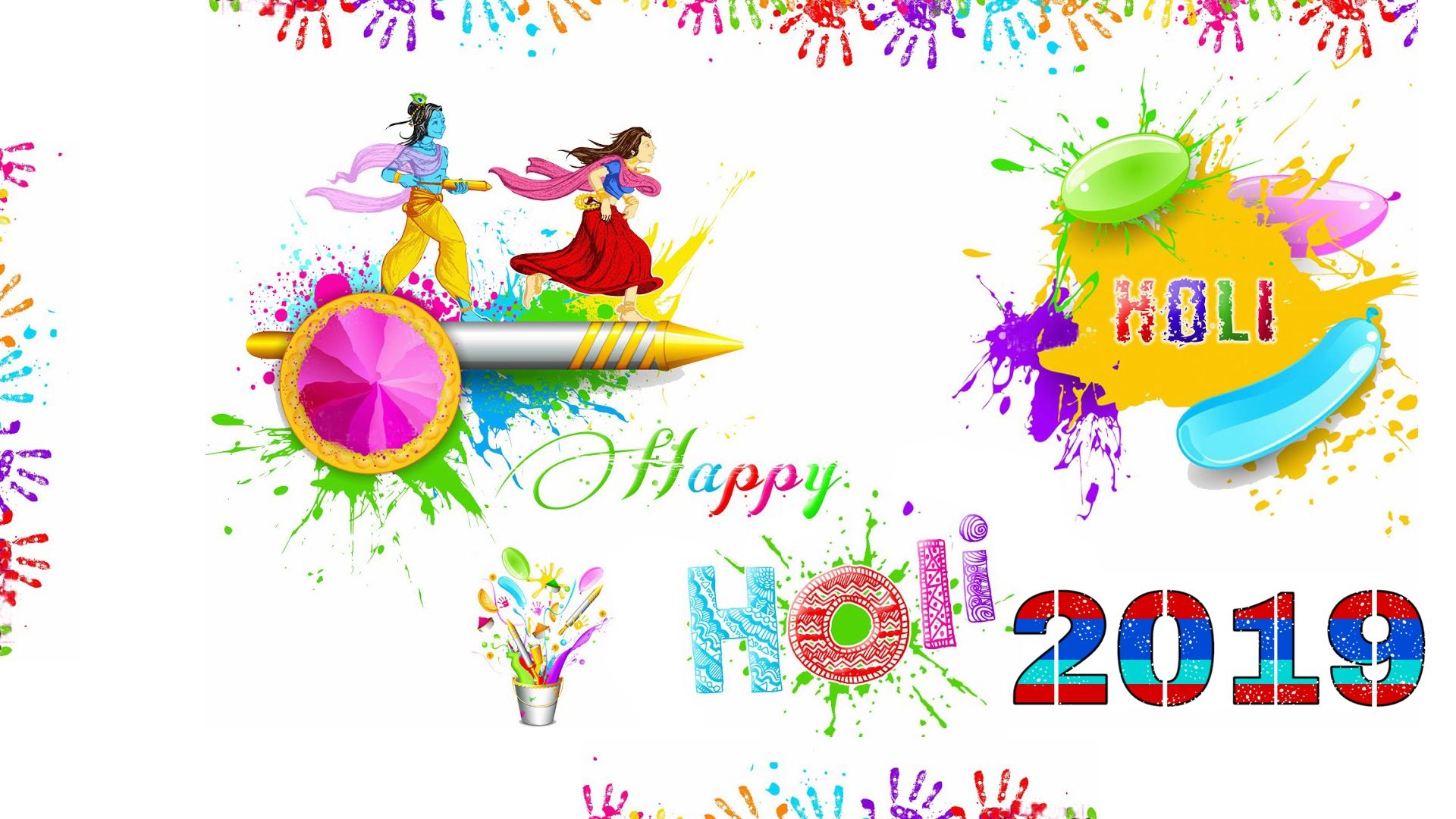 1920x1080 Radha Krishna Holi Vector Wallpaper & Background, Desktop