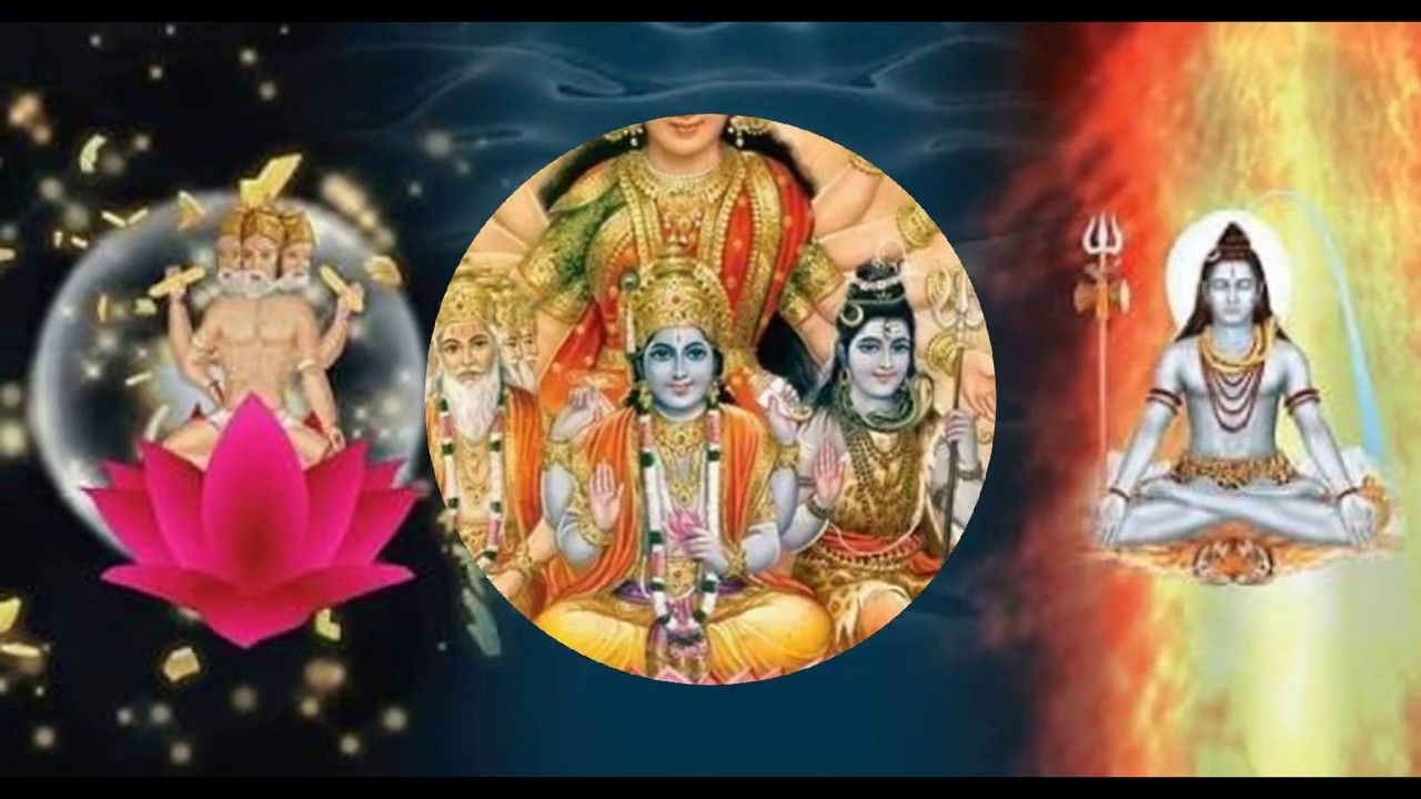 1280x720 Good Morning Wishes With God Brahma, Vishnu And Mahesh Wallpaper, Desktop