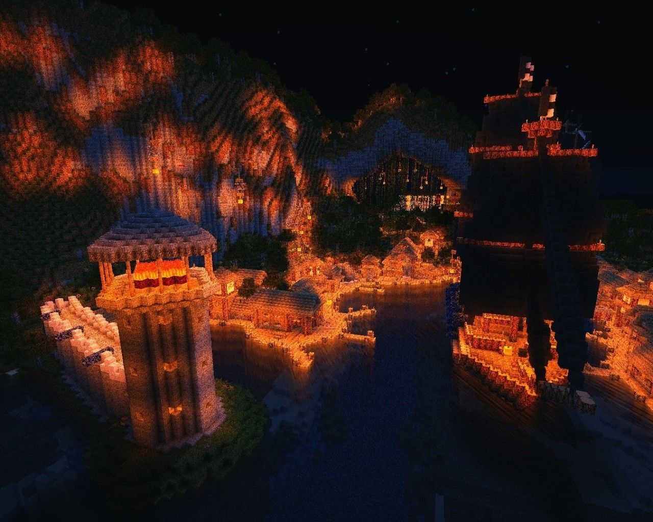 1280x1030 Download Minecraft Night Wallpaper, Desktop