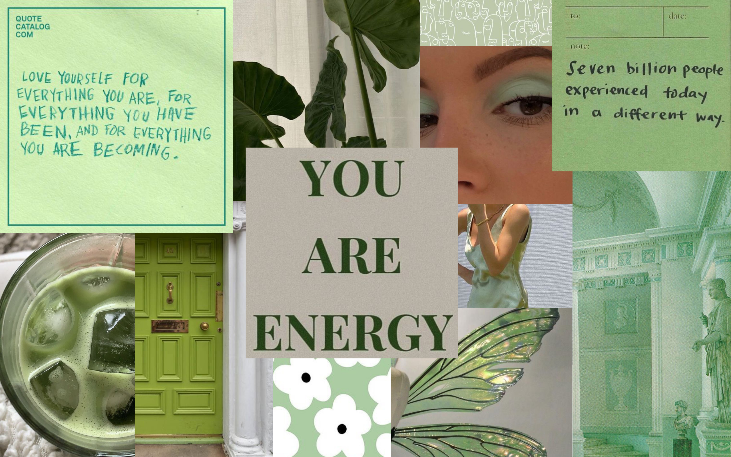 2560x1600 Sage green MacBook collage wallpaper. Collage book, Quote catalog, Wallpaper, Desktop