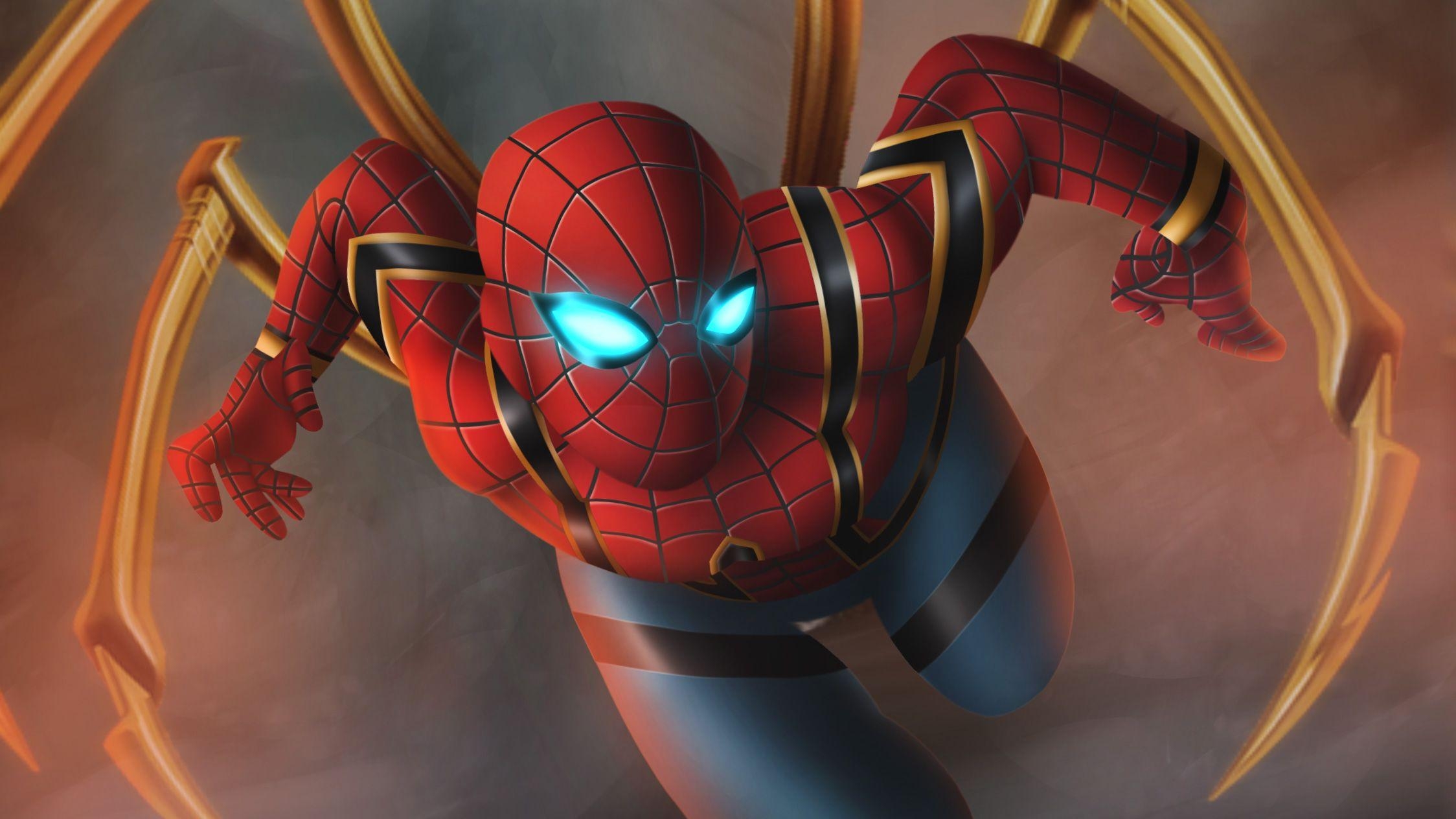 2250x1270 Iron Spiderman Artwork, HD Superheroes, 4k Wallpaper, Image, Desktop