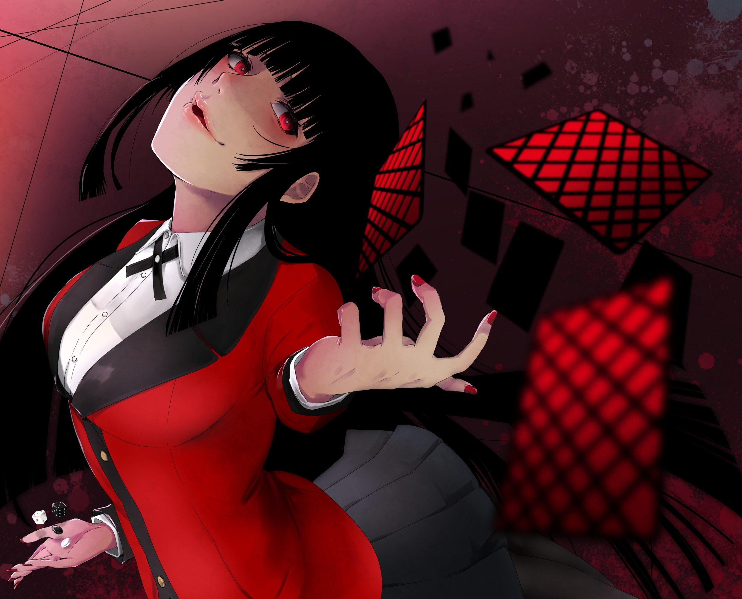 2480x2000 Wallpaper Jabami Yumeko, Kakegurui, Black Hair, School Uniform, Desktop