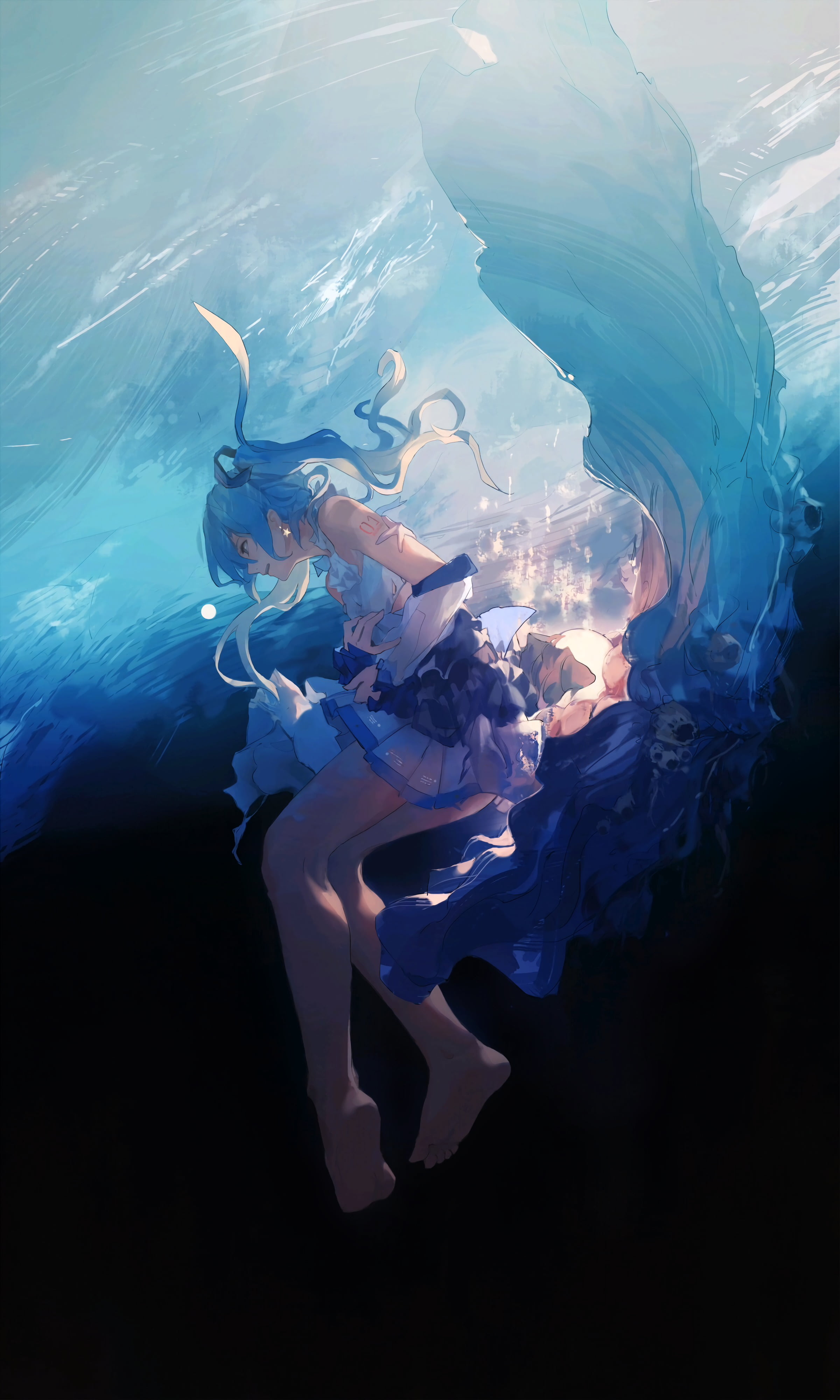 2400x4000 Wallpaper / Vocaloid, Hatsune Miku, anime, blue, 4K, vertical free download, Phone