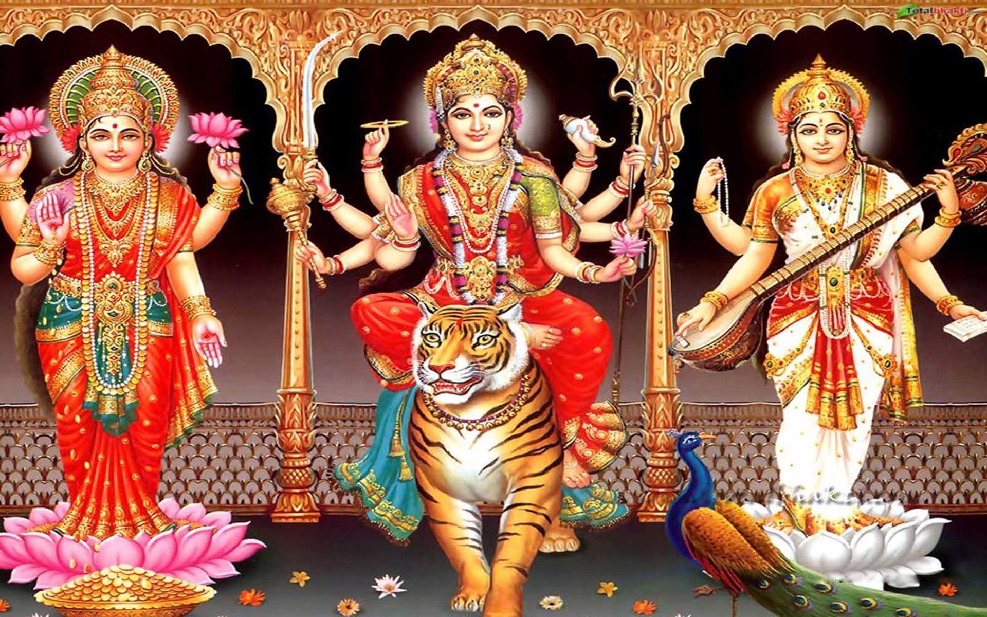 1920x1200 Tridevi Saraswati Lakshmi Parvati HD Wallpaper, Desktop