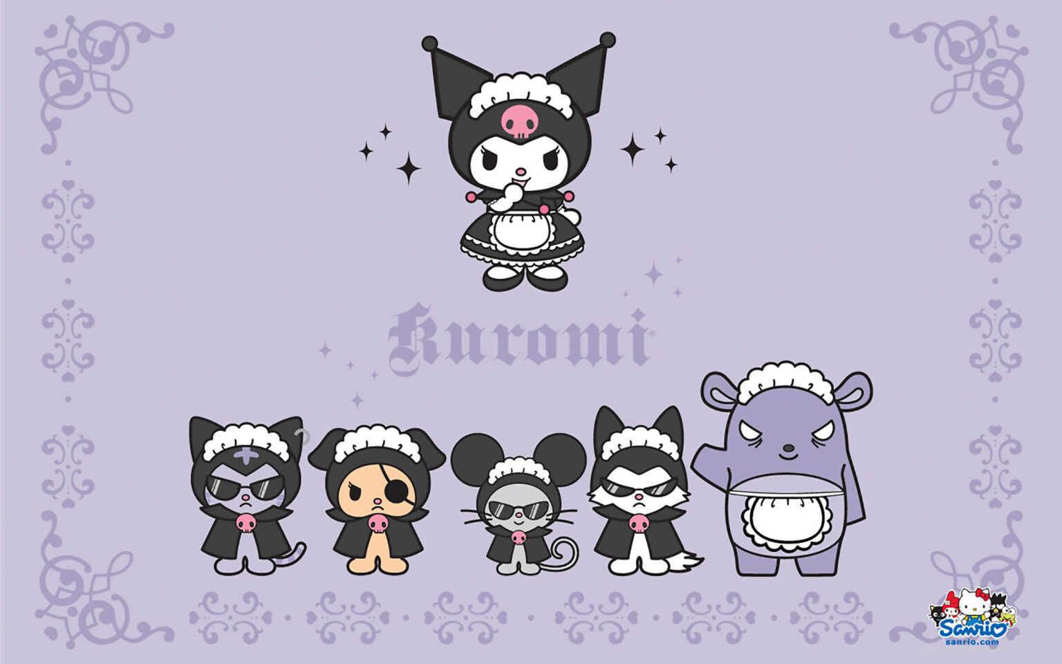 1540x960 Kuromi & Friends Retro Purple Wallpaper, Desktop