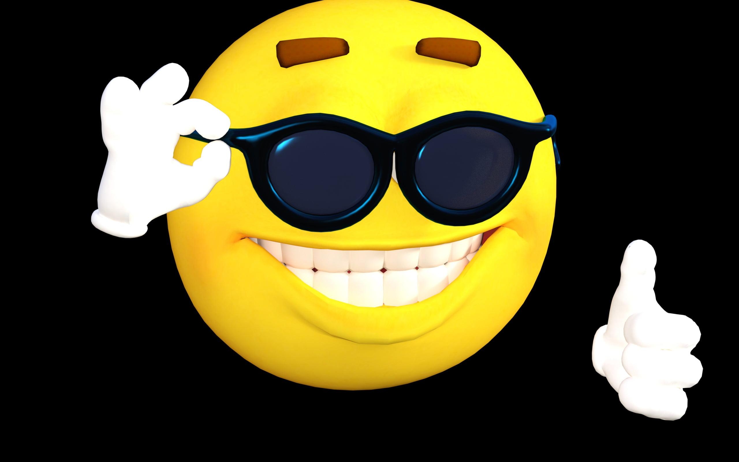 2560x1600 Emoji clip art, smiley, hands, dark background, humor HD wallpaper, Desktop