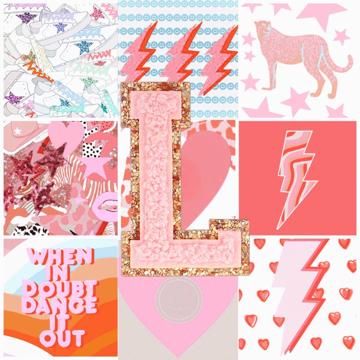 1200x1200 Preppy pink varsity letter l sticker, Phone