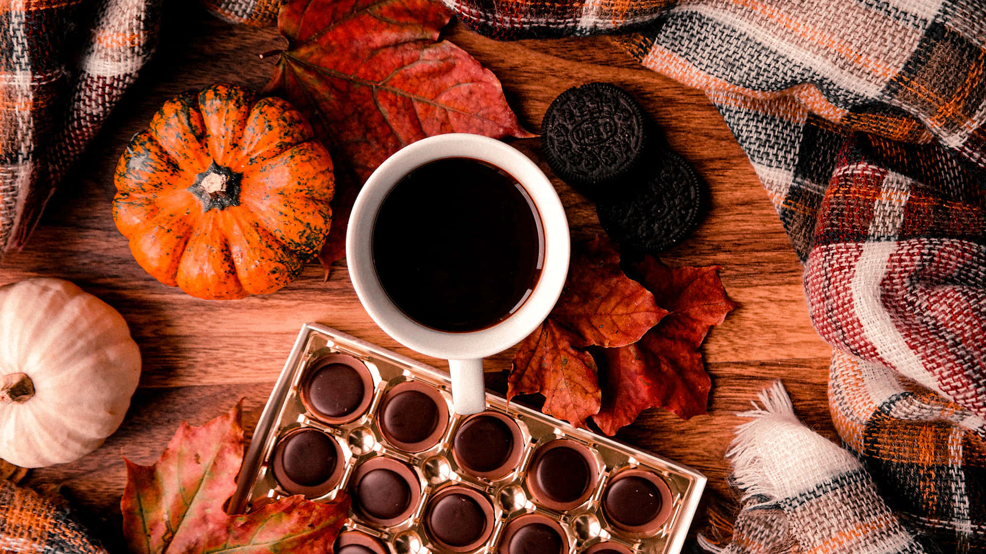 1920x1080 Download Cozy Hot Chocolate Autumn Harvest Aesthetic Wallpaper, Desktop