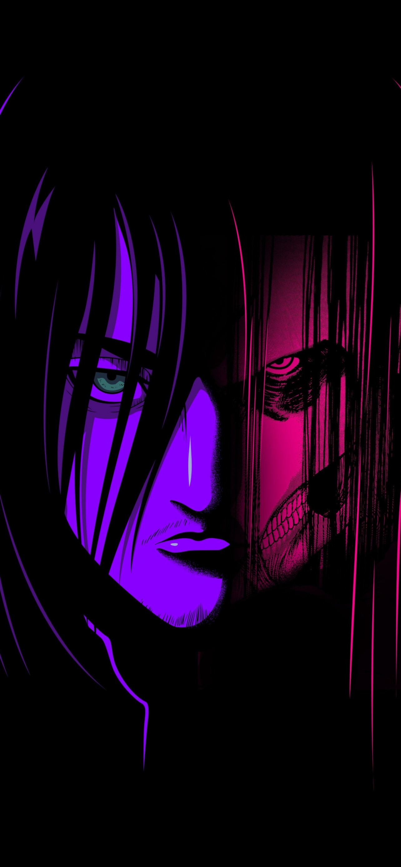 1290x2780 Eren Yeager Wallpaper 4K, Neon art, Phone