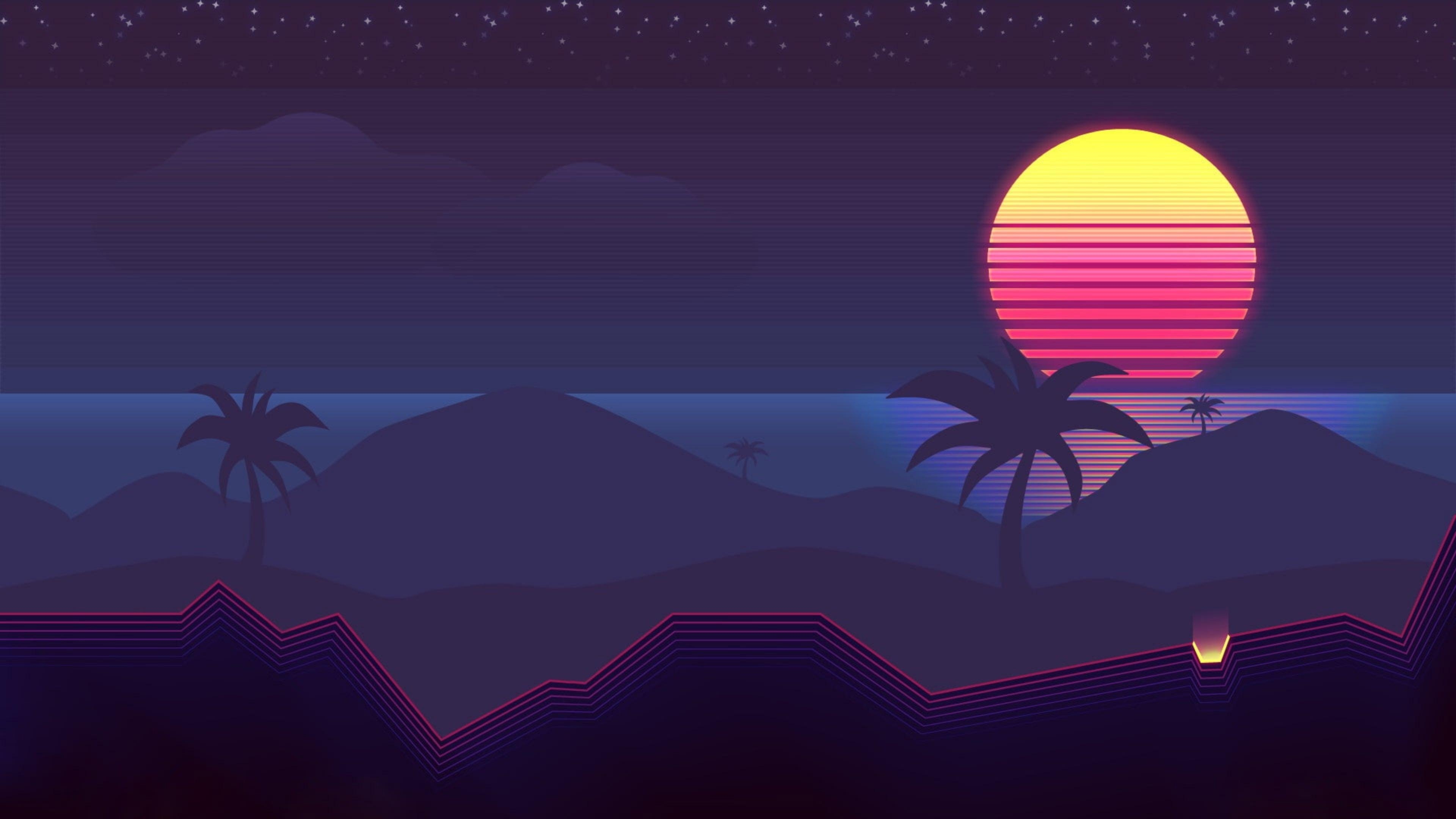 3840x2160 Outrun Themed 4K wallpaper, Desktop