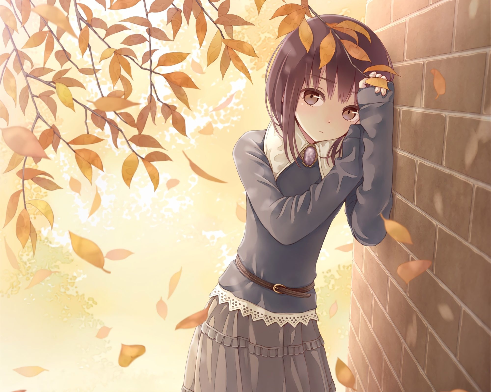 2000x1600 Anime Girl With Short Brown Hair And Brown Eyes, Desktop