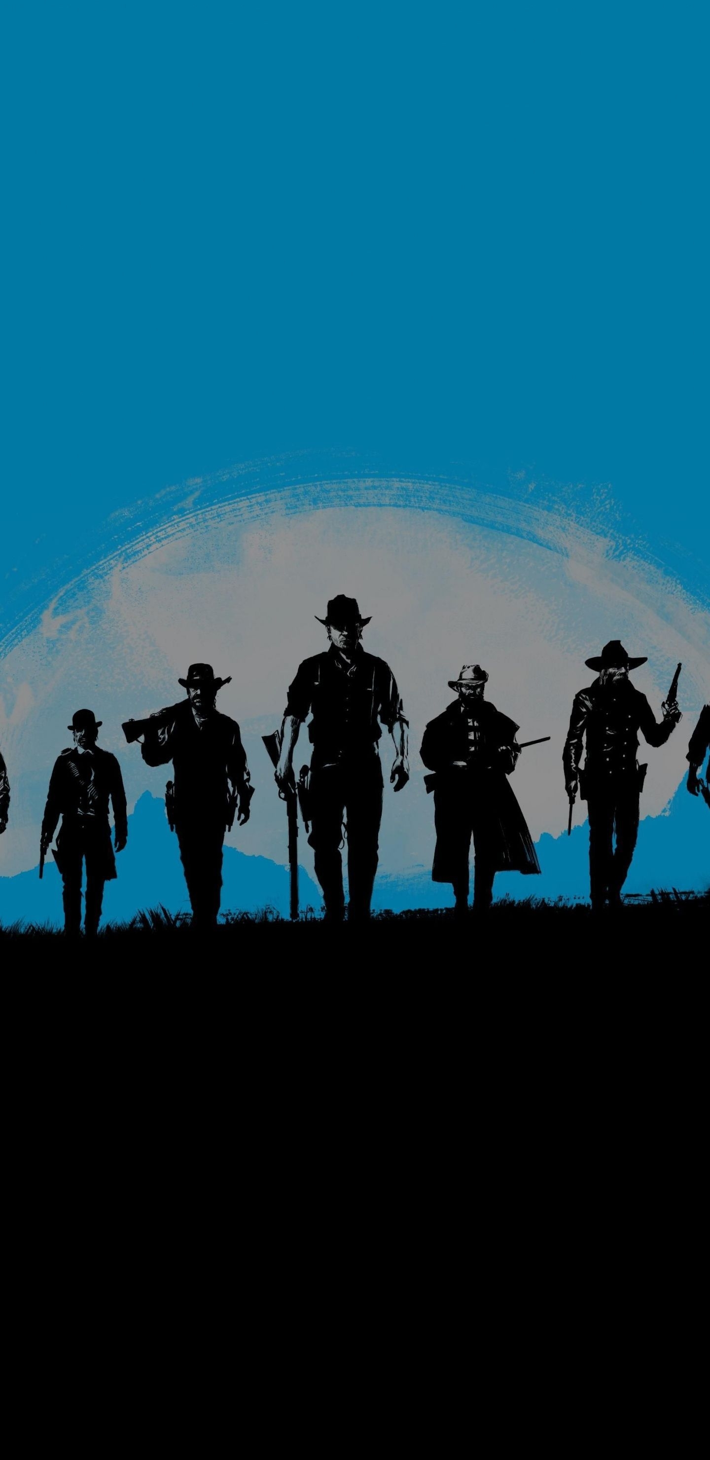 1440x2960 Red Dead Redemption blue, poster, artwork, minimal,, Phone