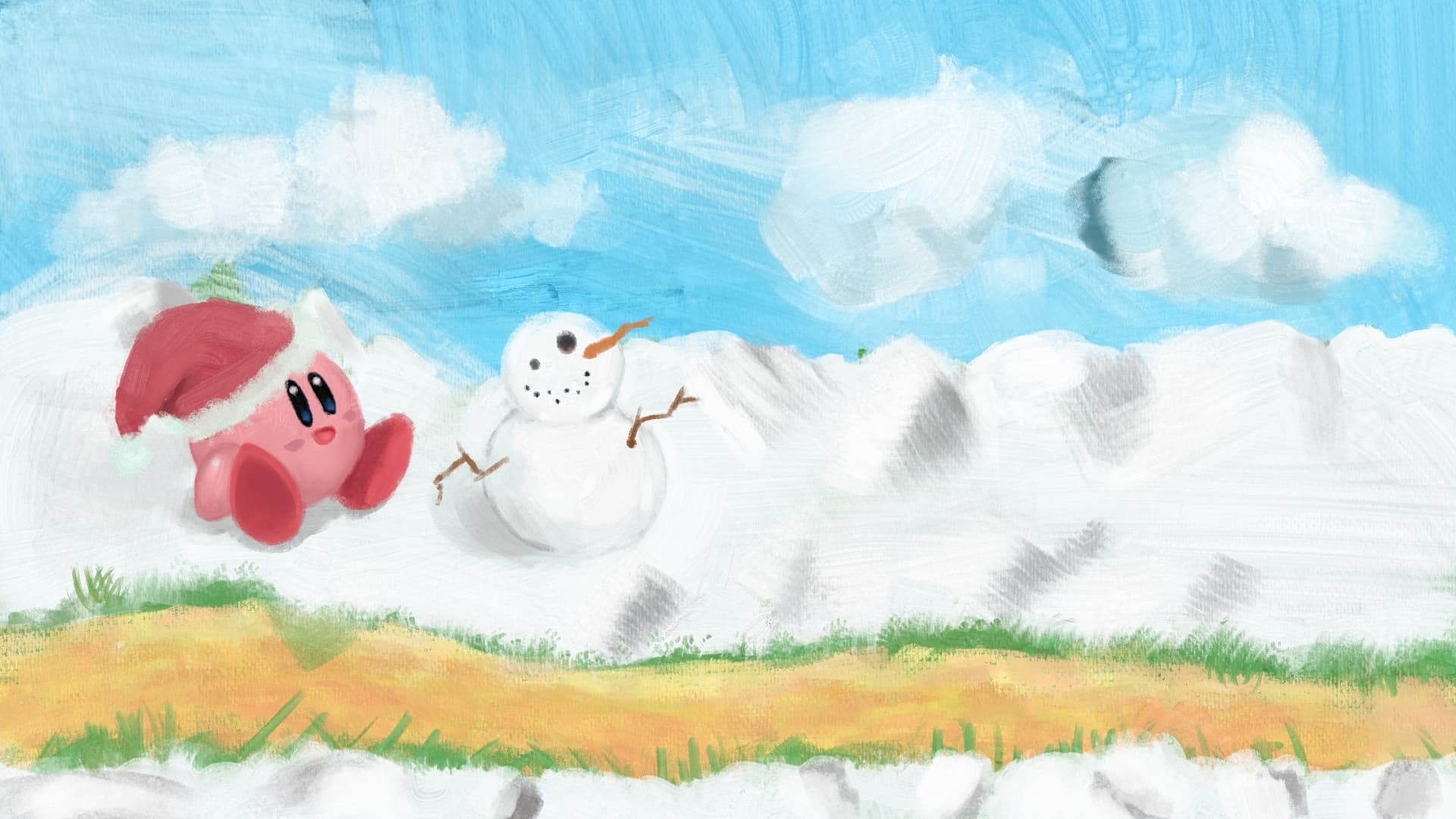 1920x1080 Kirby in Christmas day, Desktop