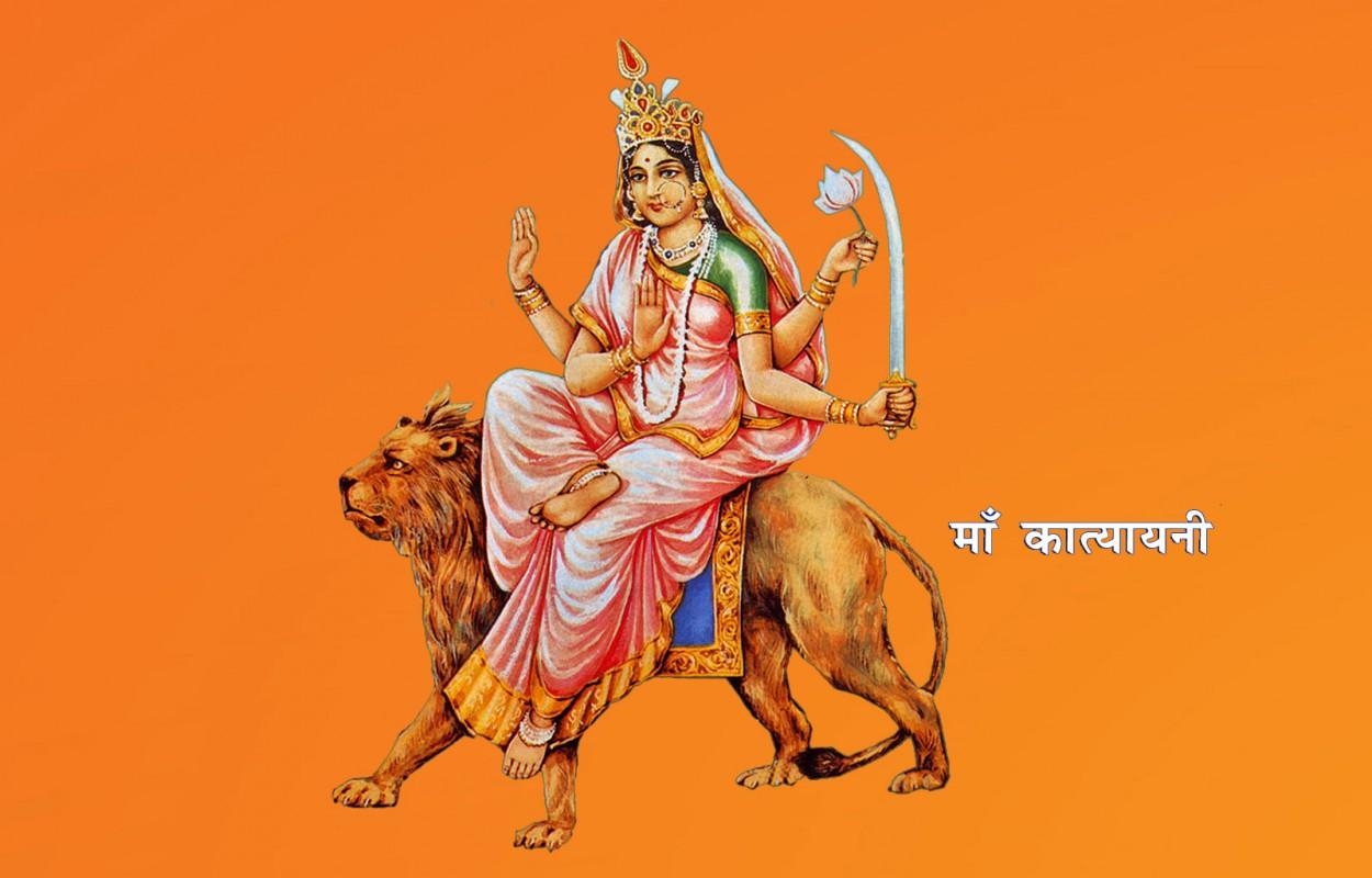 1250x800 Celebrate 6th Day of Navratri Katyayani Mata Rani Mantra Colors, Desktop