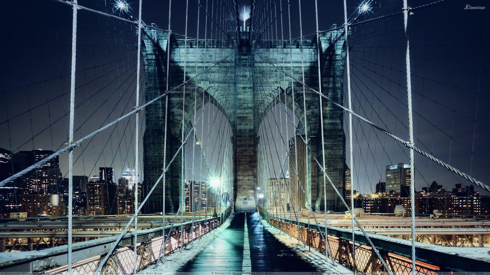 1920x1080 Brooklyn Bridge Walkway Showing In Evening Wallpaper, Desktop