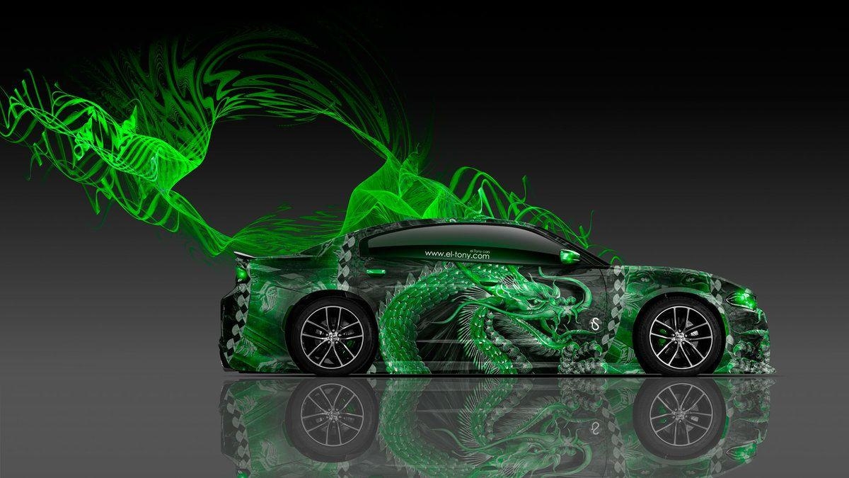 1200x680 Dodge Charger RT Muscle Side Dragon Aerography Car 2015 Green Neon, Desktop