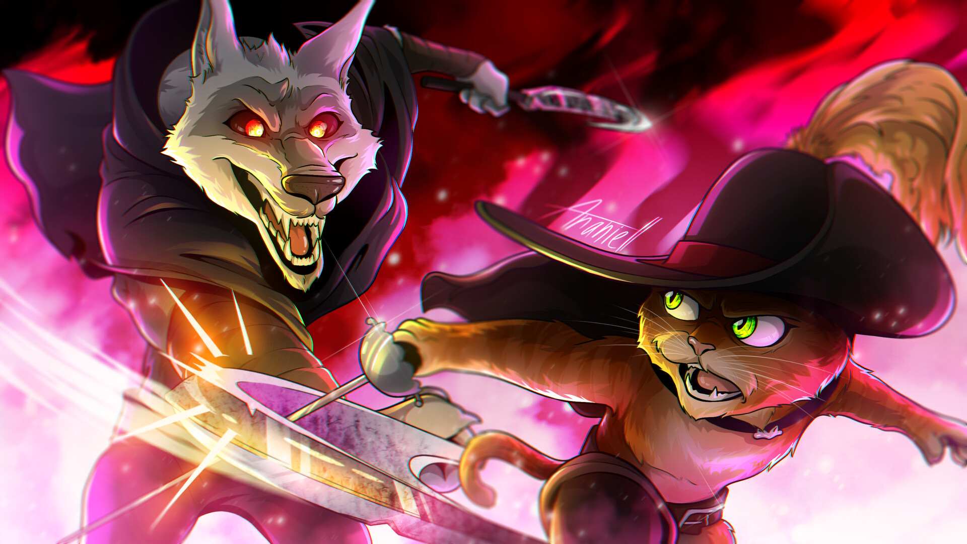 1920x1080 Puss in Boots vs Big Bad Wolf, Desktop