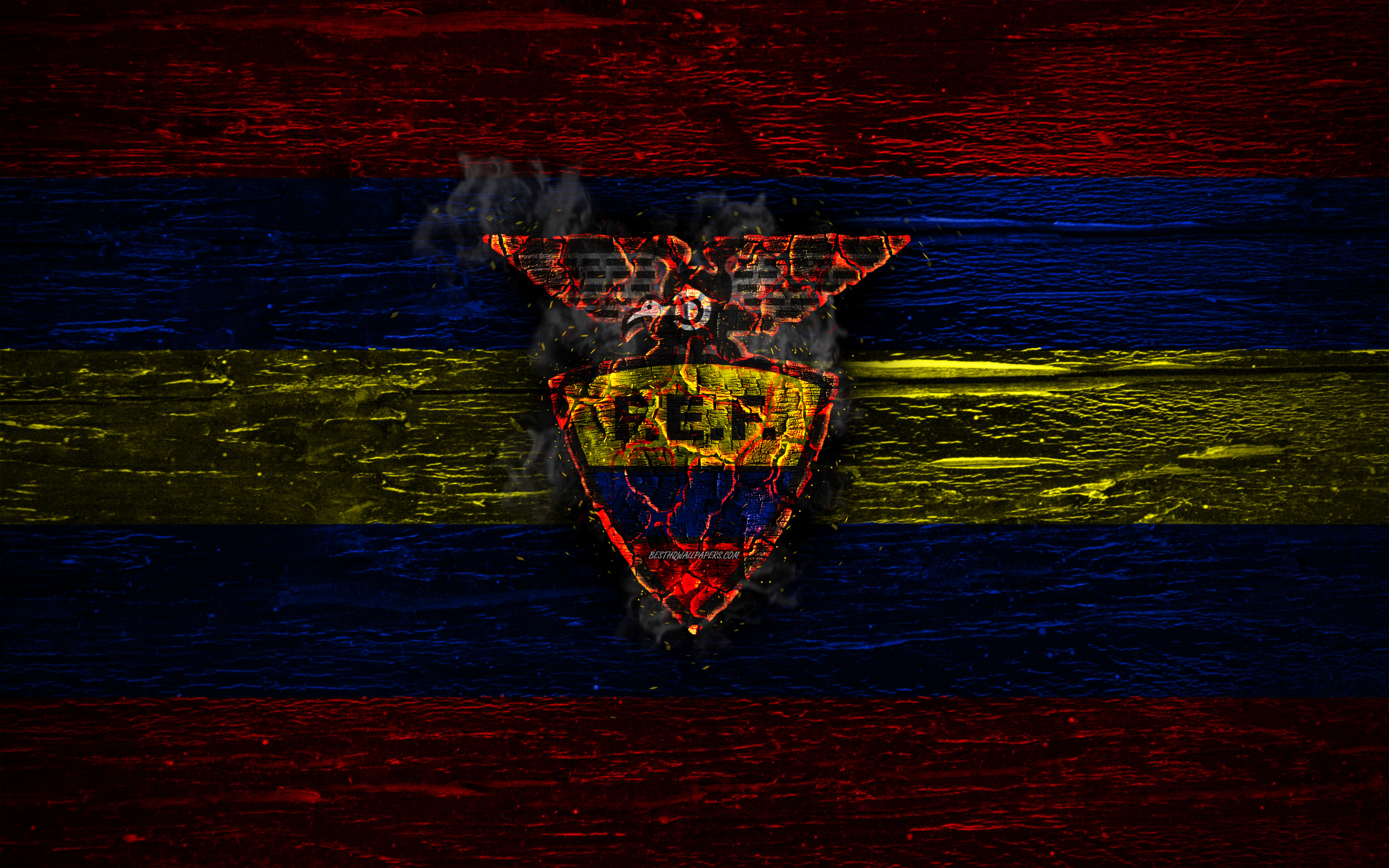 2880x1800 Download wallpaper Ecuador national football team, fire logo, flag, Desktop