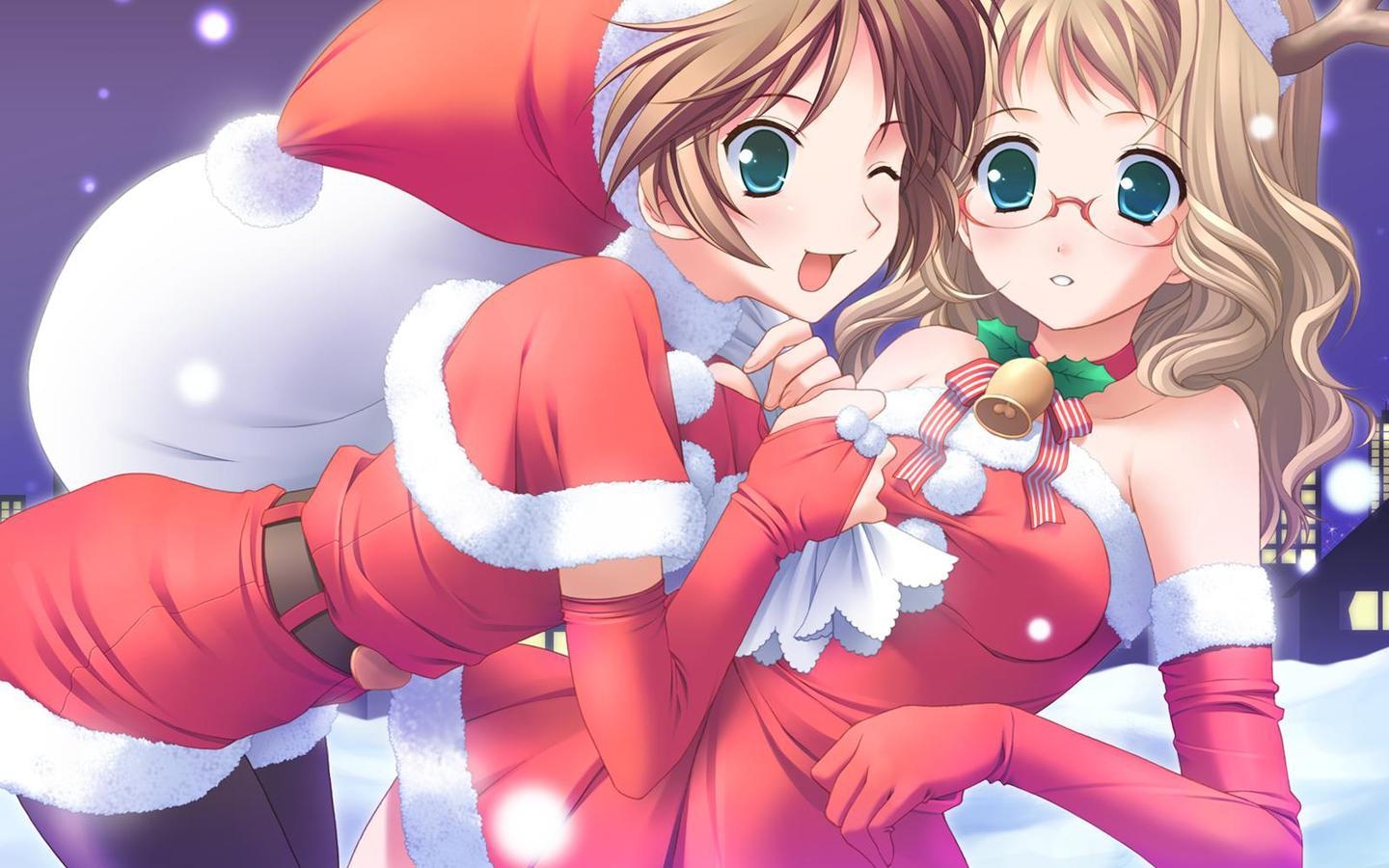 1440x900 Cute Anime Girl Christmas Wallpaper HD, Desktop