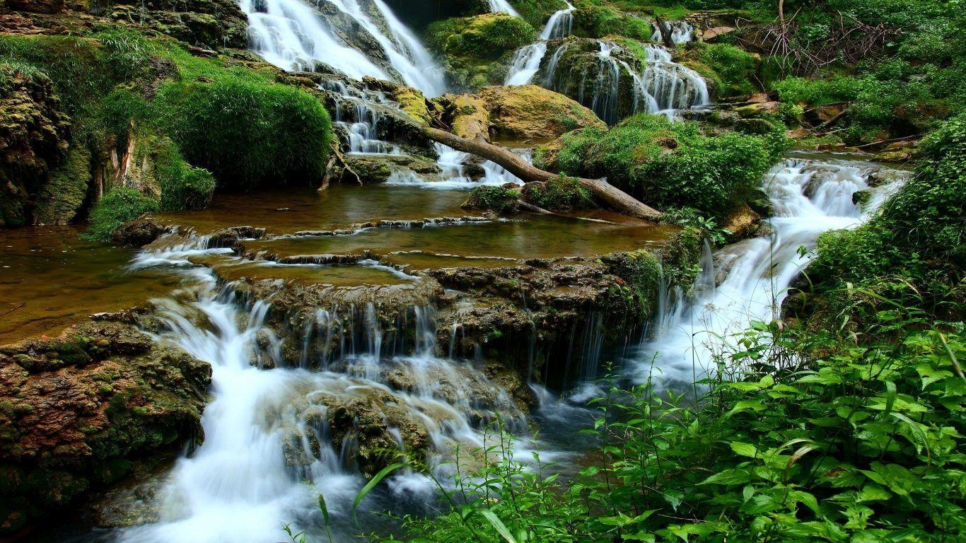 1370x770 Waterfall: Falls Angola Forest Nature Waterfall Fun Kalandula, Desktop