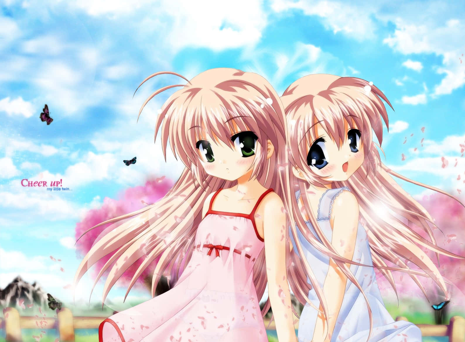 1590x1170 Download Dazzling Anime Digital Artwork Of Cute Sisters Wallpaper, Desktop