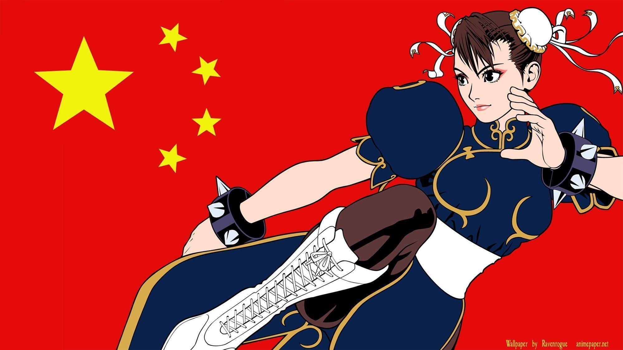 2000x1130 Street Fighter, Chun Li, China, Flag Wallpaper HD / Desktop, Desktop