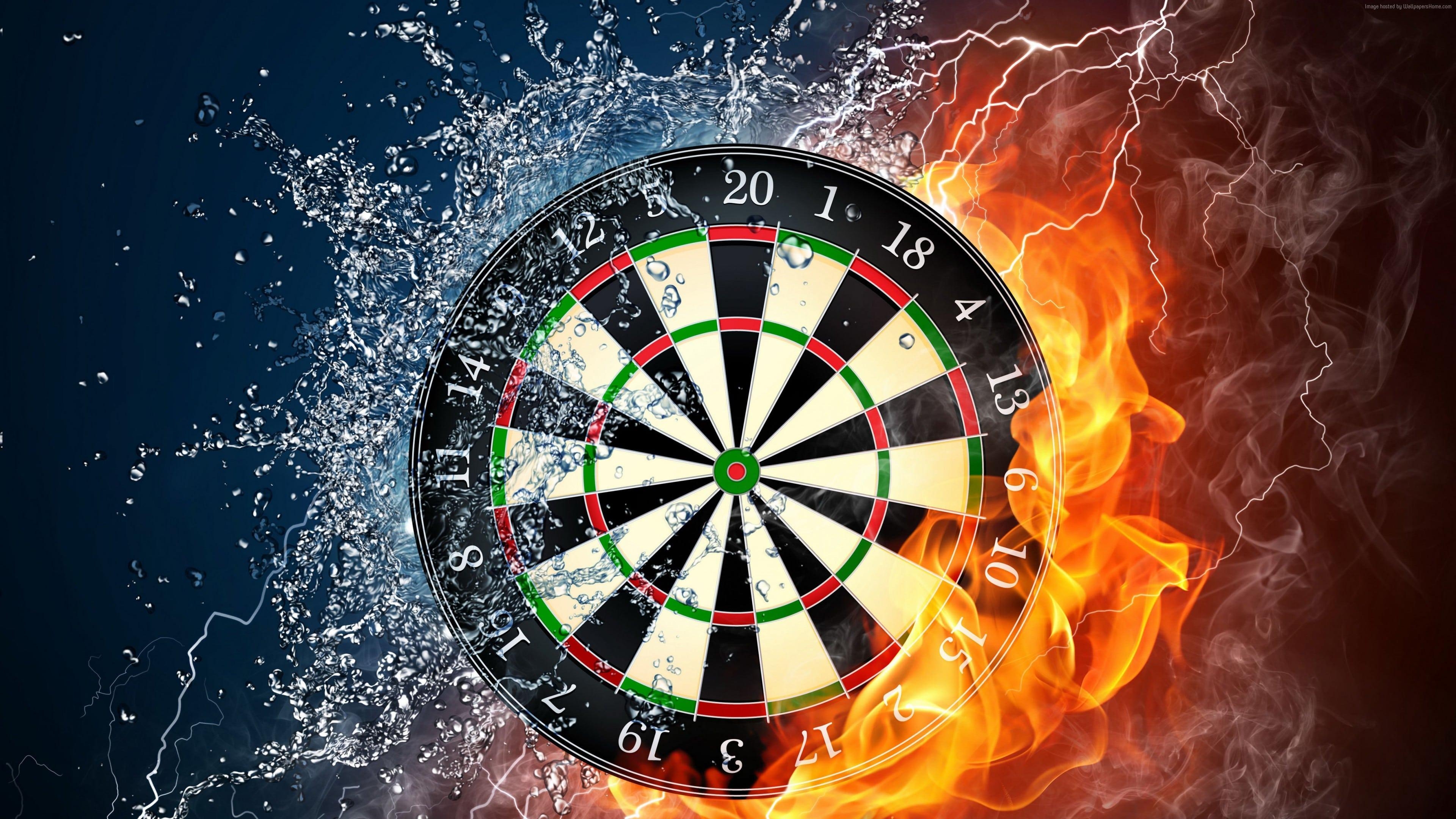 3840x2160 Darts Wheel Target Fire Water Wallpaper and Free, Desktop