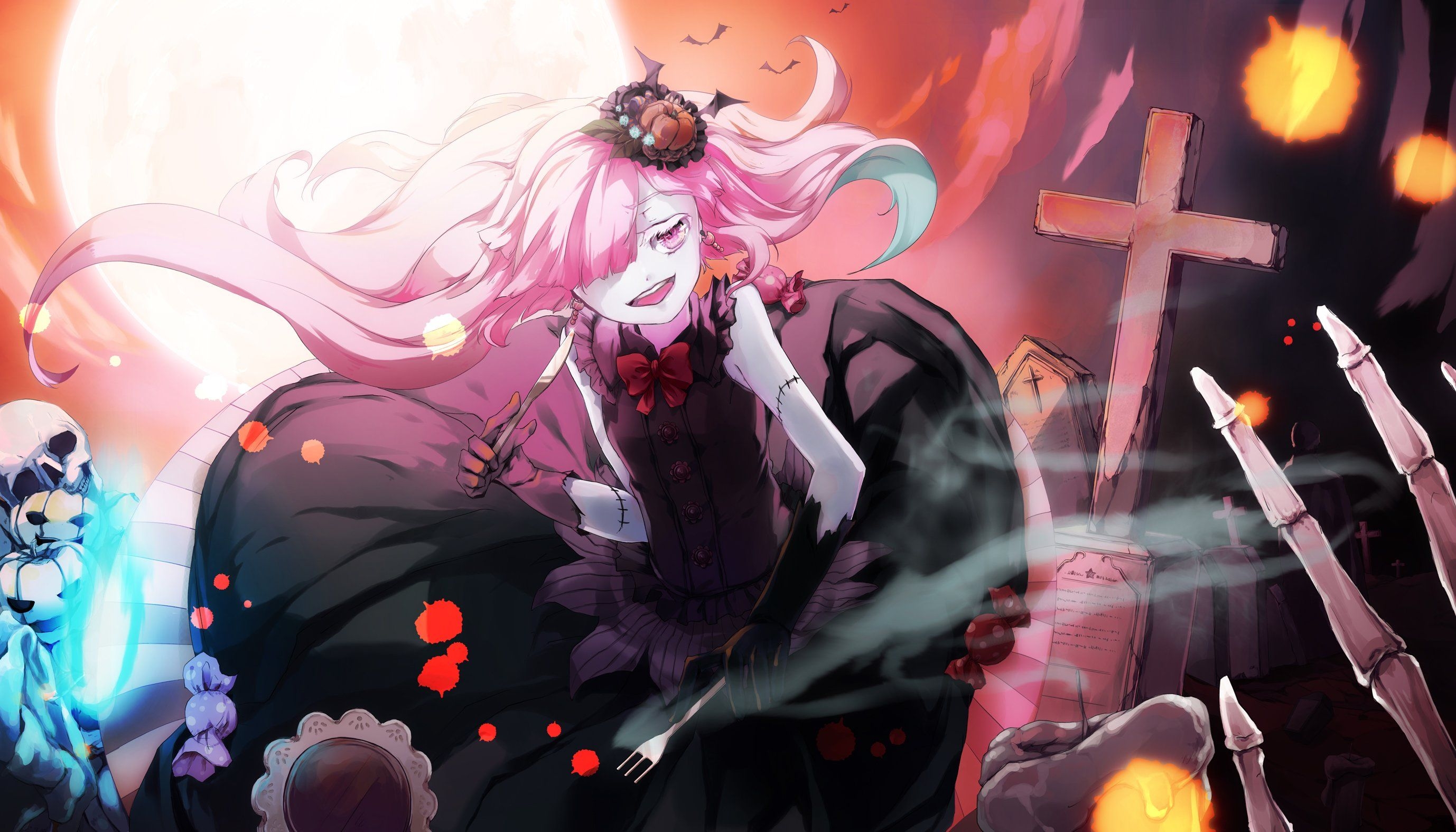 2760x1580 Enka (aknne) halloween mayu (vocaloid) vocaloid wallpaperx1575, Desktop