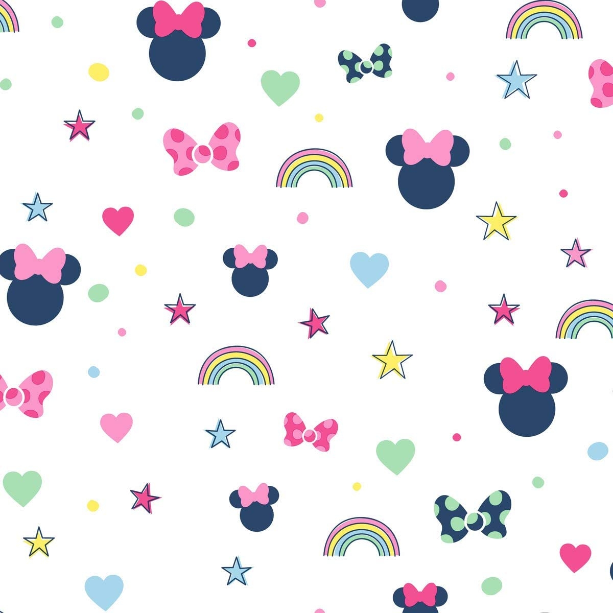 1200x1200 York Wallcoverings DI0991 Disney Minnie Mouse Rainbow Wallpaper Pink, Phone