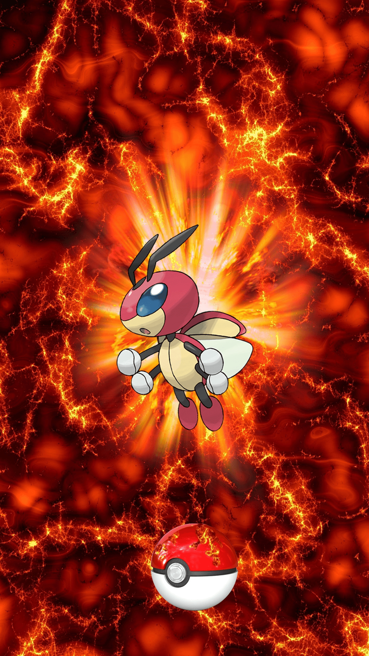 1250x2210 Fire Pokeball Ledian Unknown Ledyba, Phone