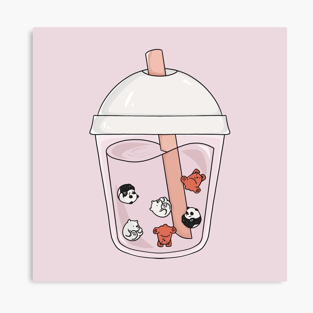 1000x1000 We Bare Bears Boba Tea Illustration Photographic Print, Phone