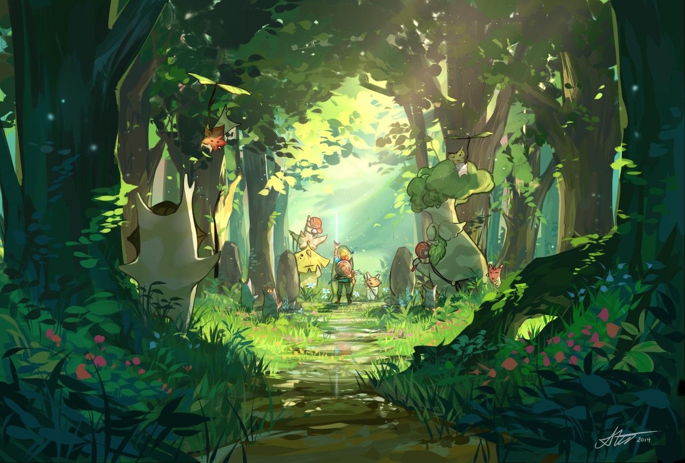 1390x940 Legend of Zelda Breath of the Wild art > Link in Korok Forest > Hestu > Koroks > botw. d4ggerfish. Legend of zelda, Fantasy background, Breath of the wild, Desktop