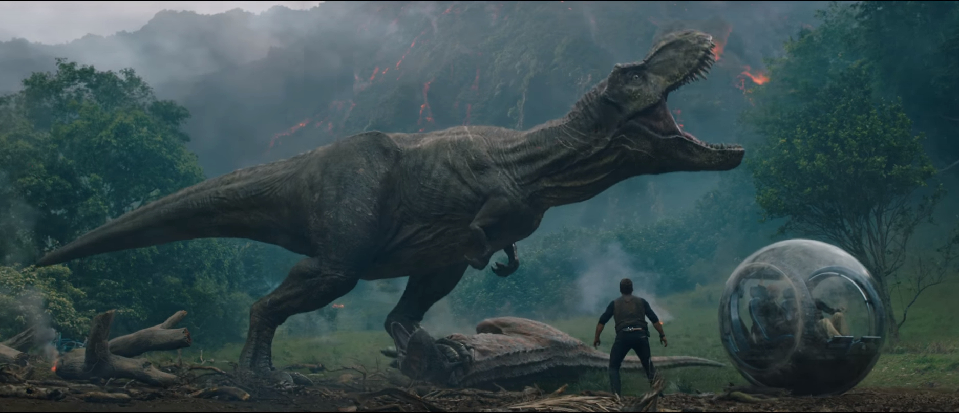 1880x810 T Rex Jurassic World 2, Dual Screen