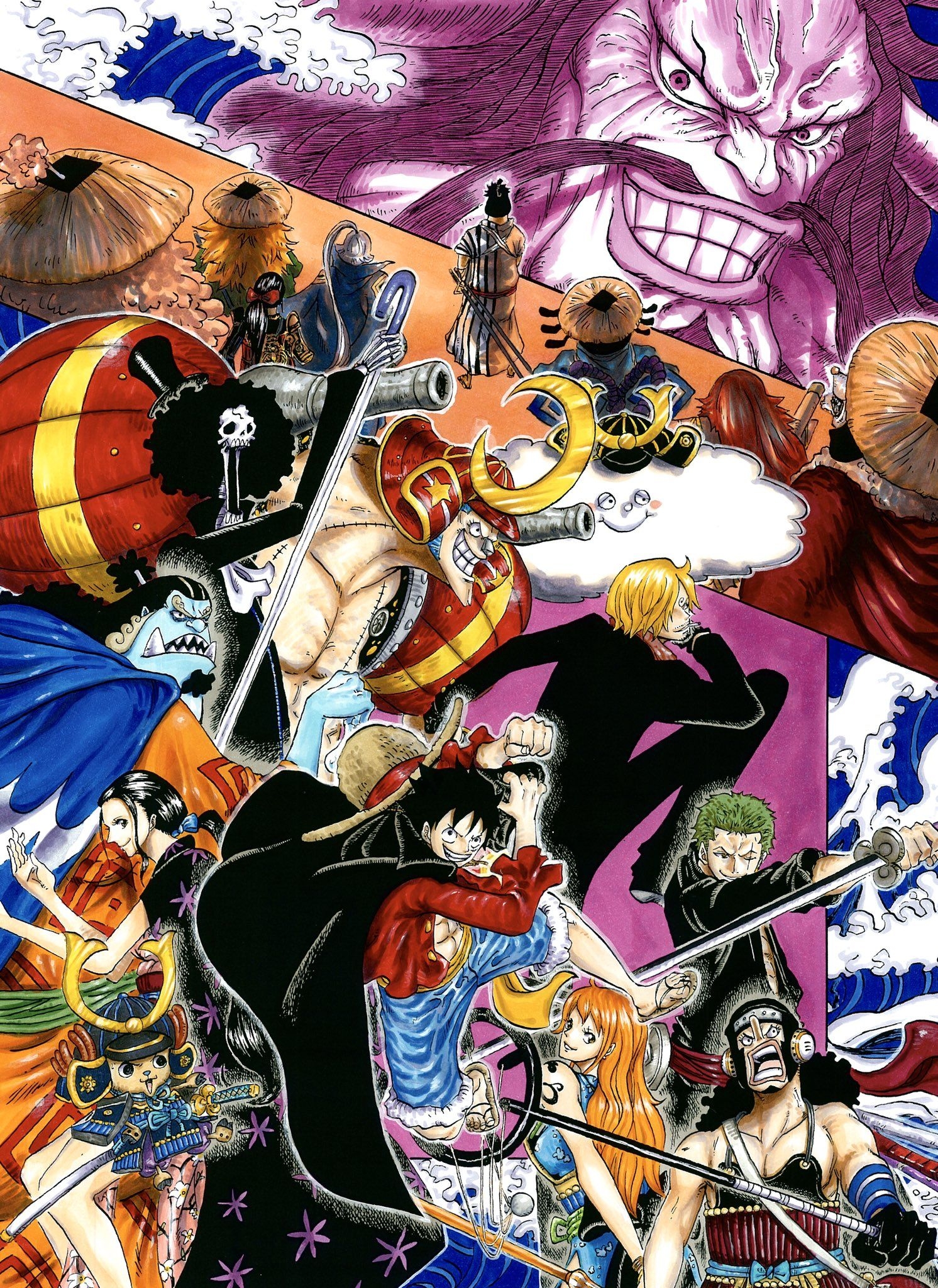 1500x2050 Onigashima War. One piece manga, One piece anime, One piece drawing, Phone