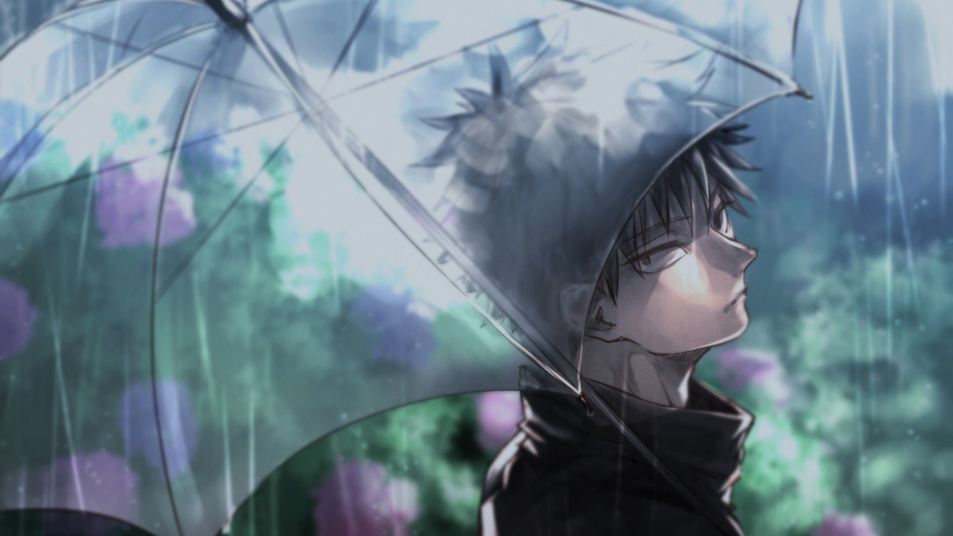 1920x1080 Megumi Fushiguro In Rain With Umbrella HD Jujutsu Kaisen Wallpaper, Desktop