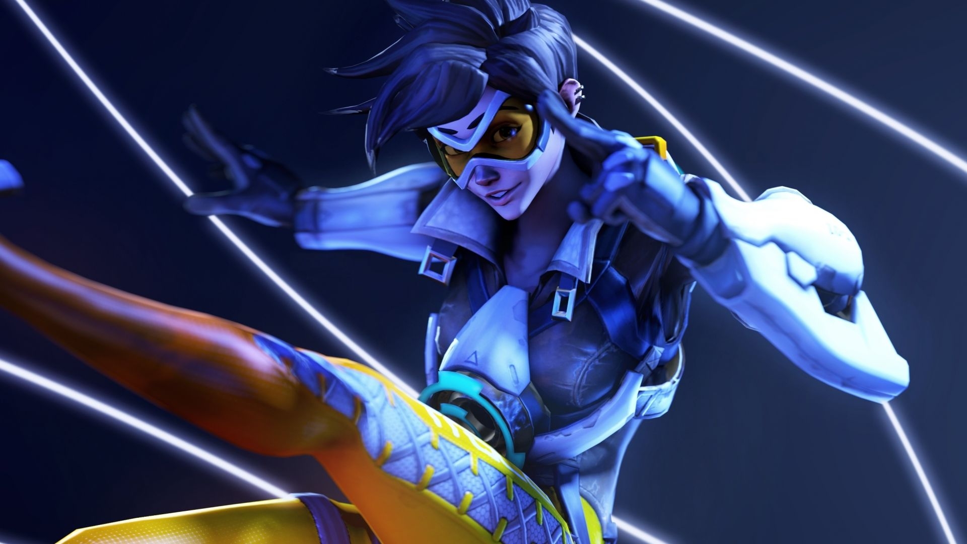 1920x1080 Desktop wallpaper tracer, overwatch, artwork, yellow sunglasses, game, HD image, picture, background, ade64a, Desktop