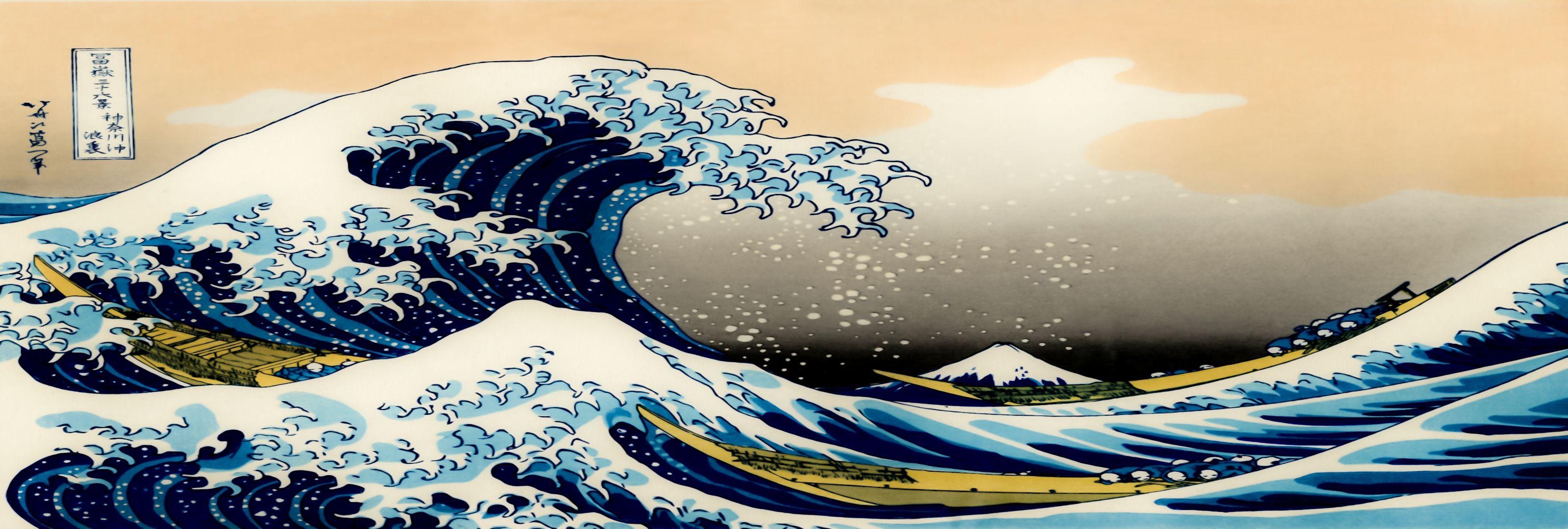 3200x1080 Great Wave Off Kanagawa Wallpaper, Dual Screen