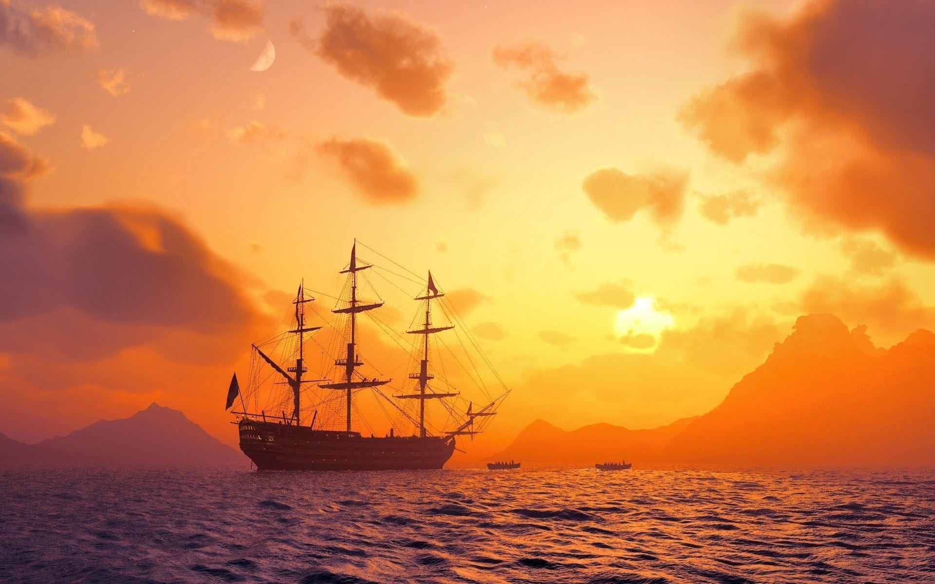 1920x1200 HD Sea Pirate Ships Wallpaper, Desktop