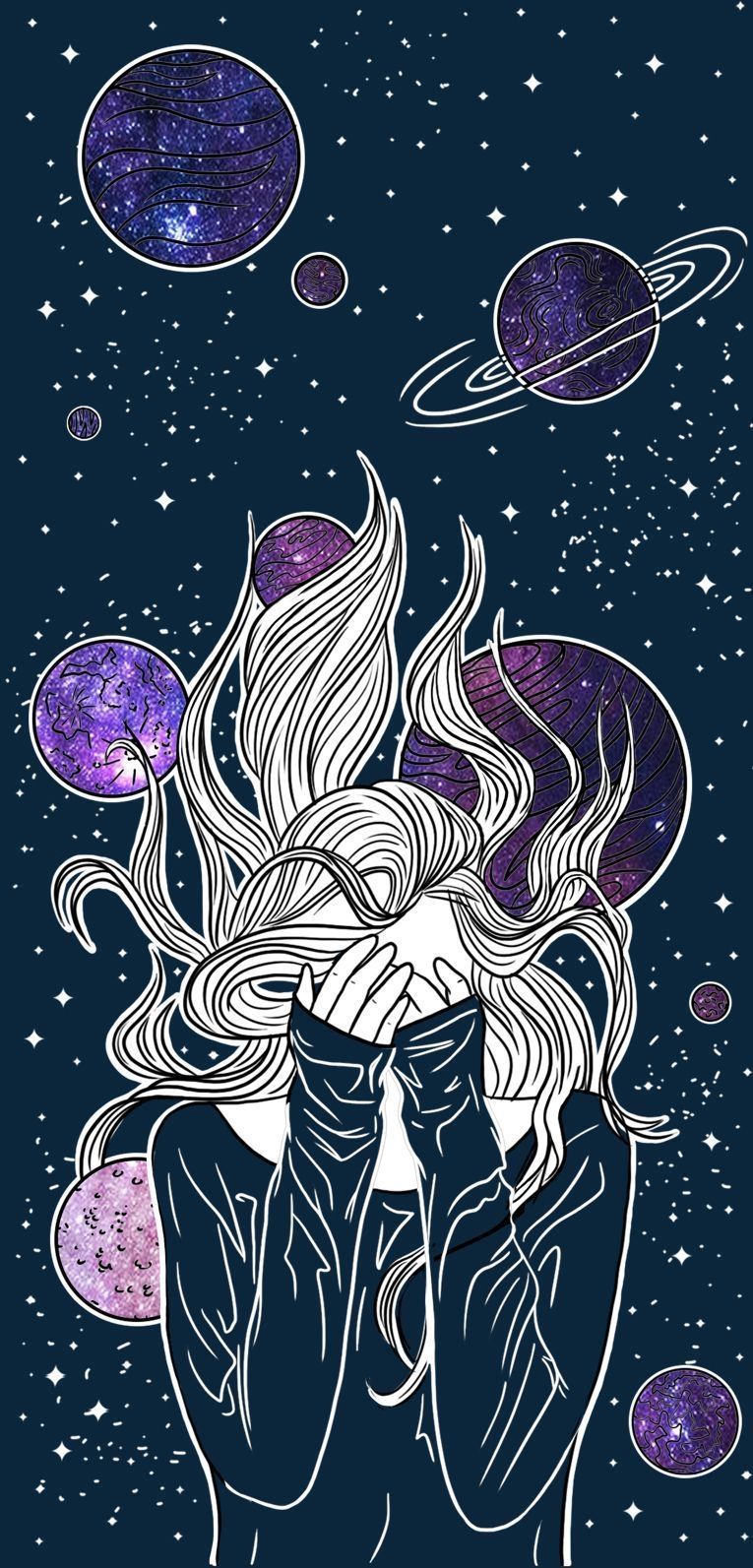 770x1600 drawings SpaceGirl by Gocase. Galaxy wallpaper, Art, Phone