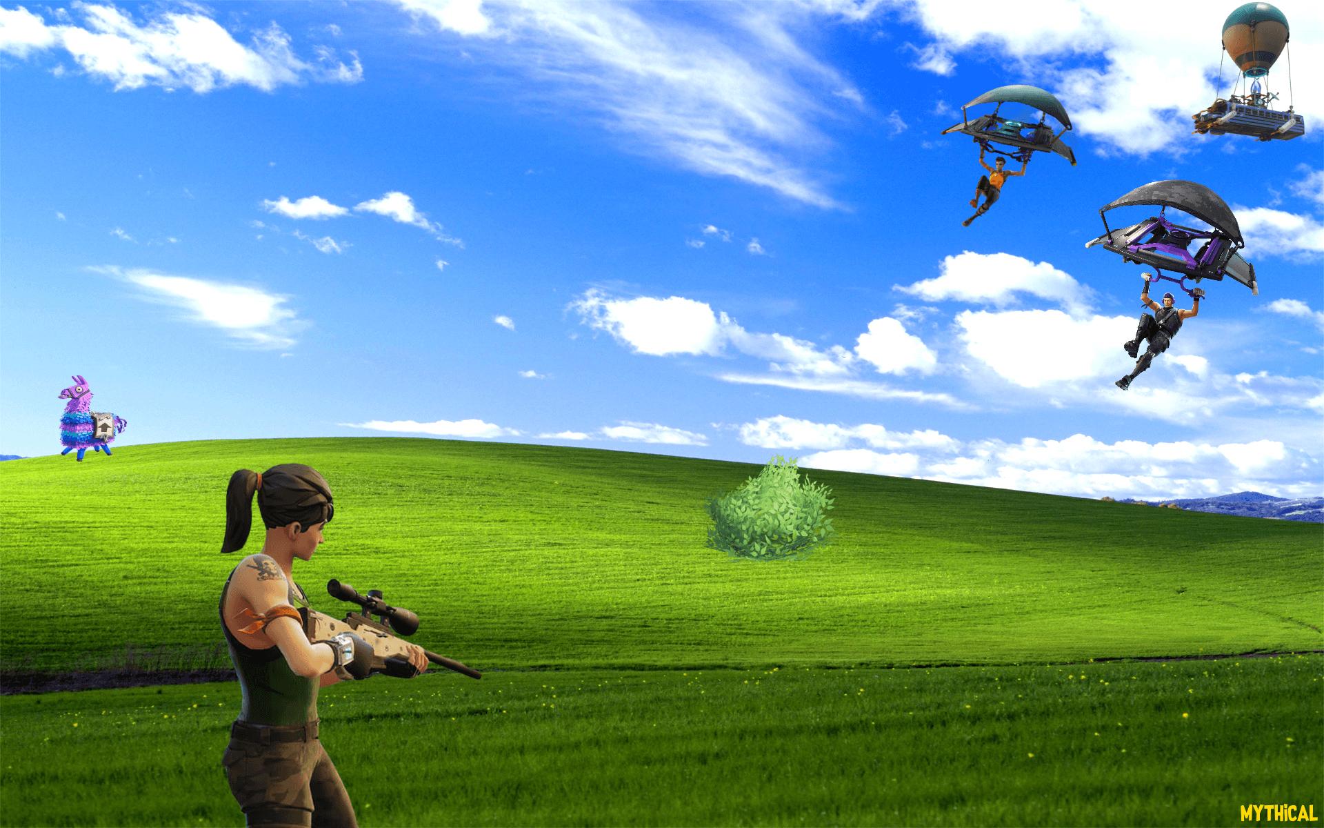 1920x1200 Fortnite inspired windows xp bliss wallpaper i made hope you guys, Desktop
