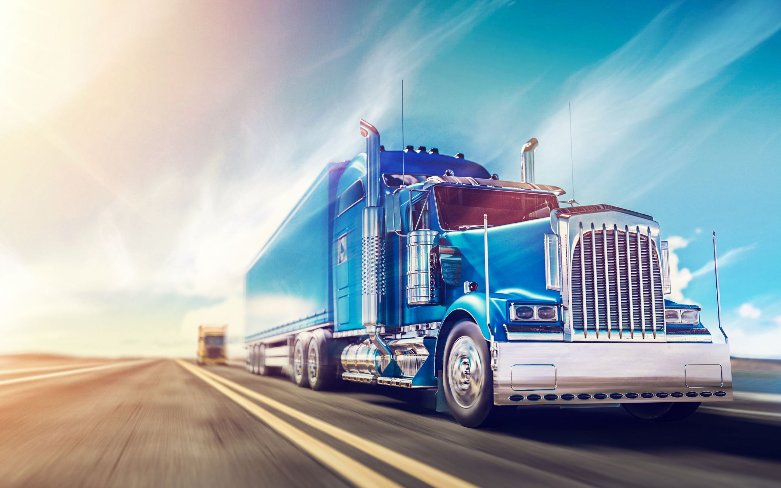 American Truck, Colorful Road, Desktop Wallpaper, 2560x1600