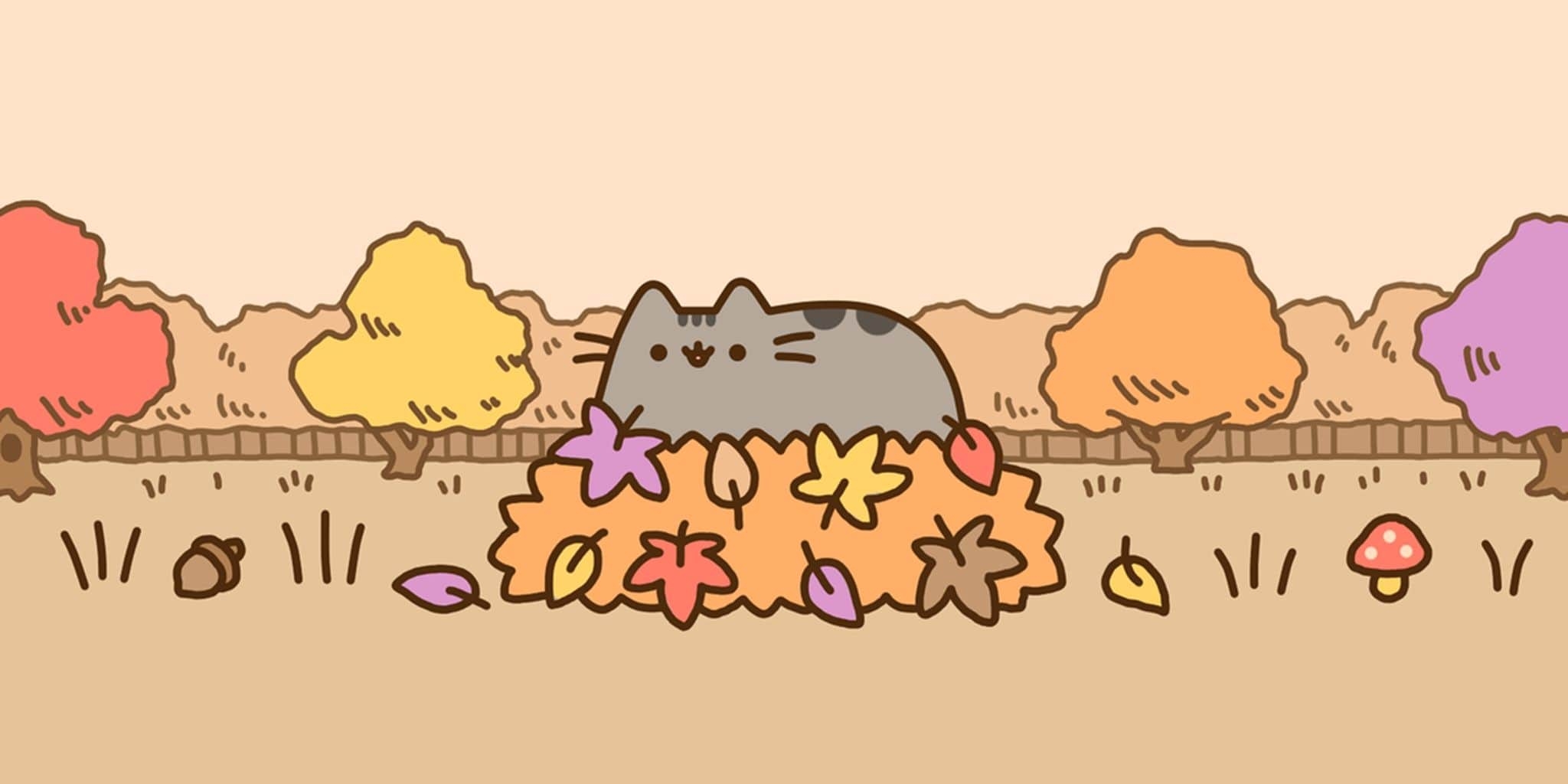 2050x1030 Pusheen Autmn Wallpaper PC Free HD Wallpaper, Desktop