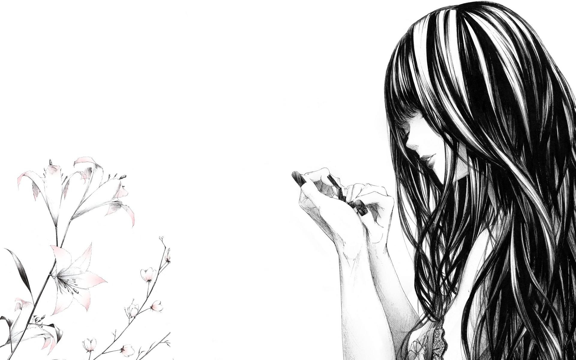 1920x1200 Free Anime Girl Sad Black And White, Download Free Clip Art, Free, Desktop