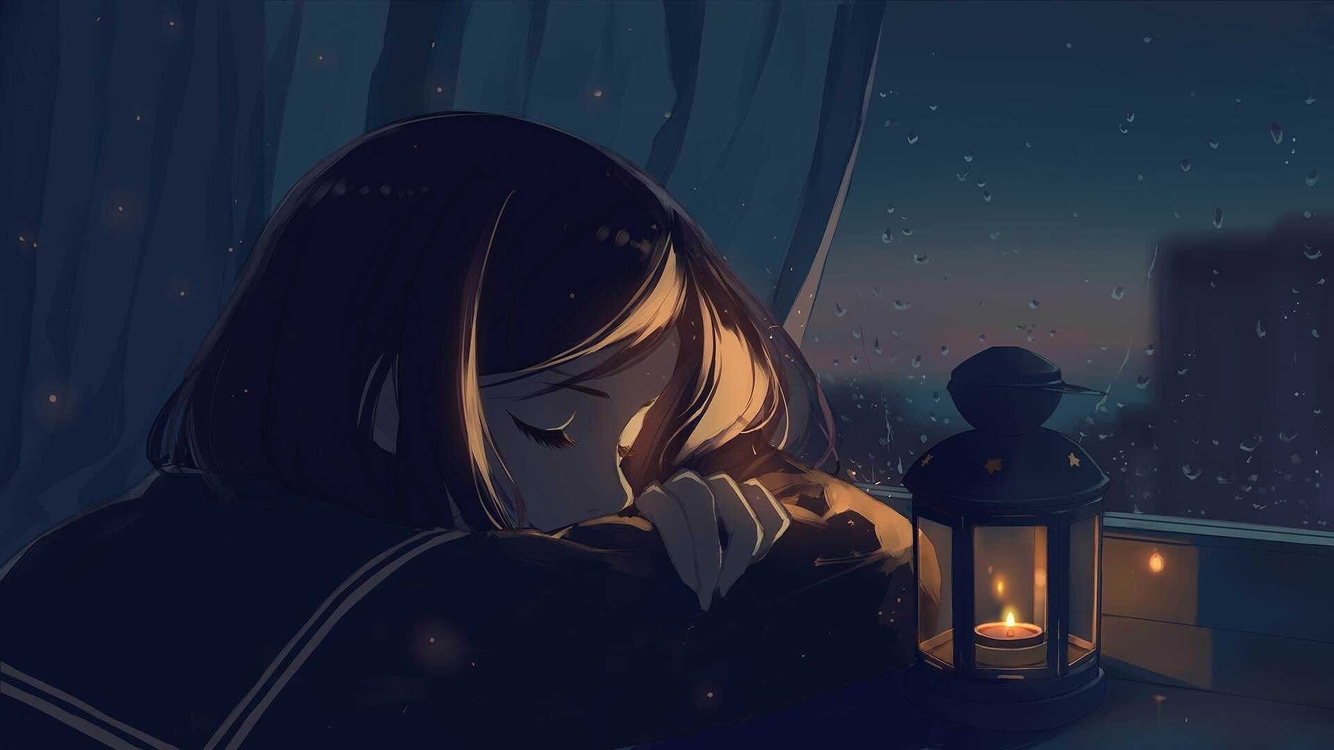 1920x1080 Falling asleep [Original]. Anime art beautiful, Anime scenery, Desktop