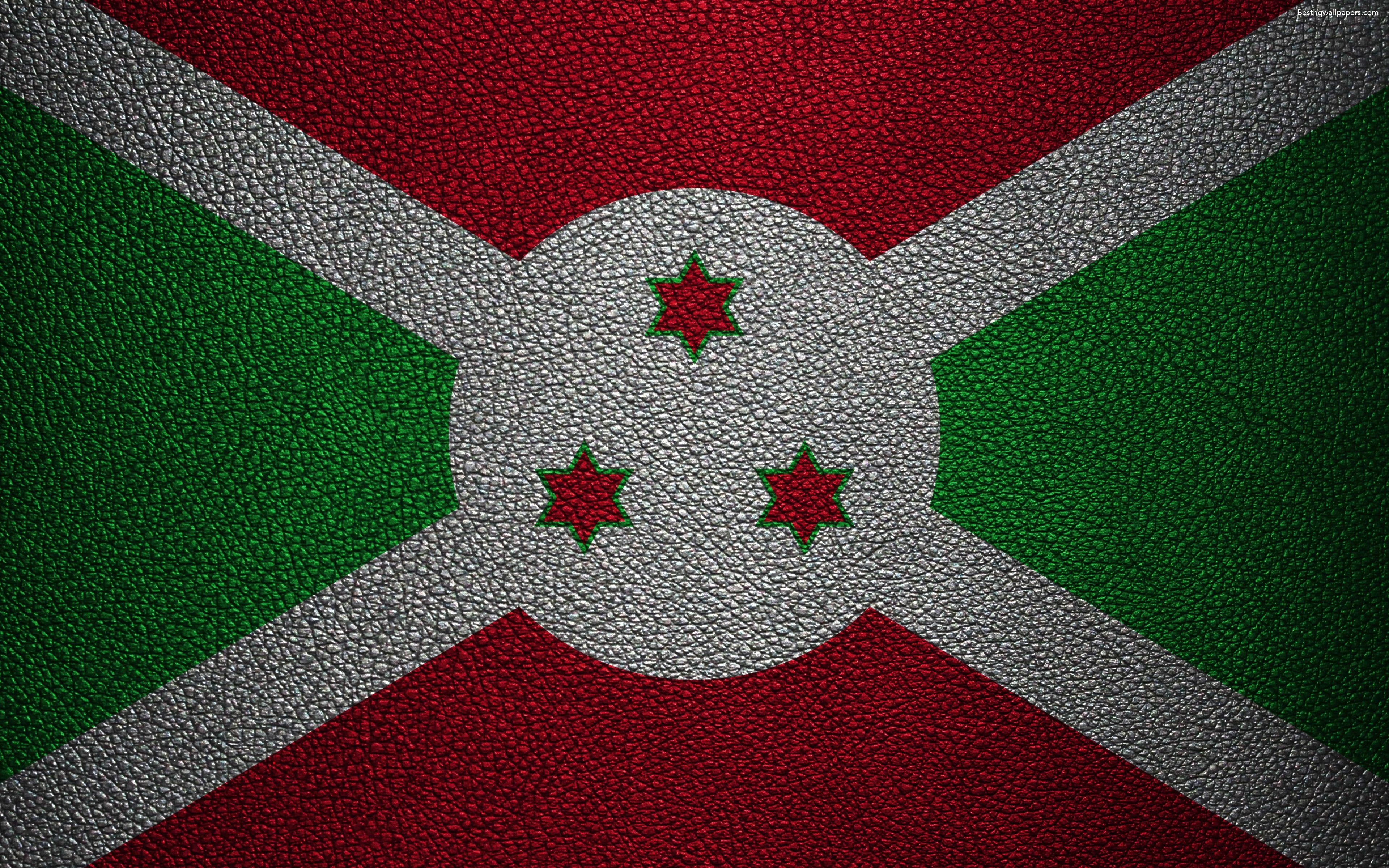 3840x2400 Download wallpaper Flag of Burundi, leather texture, 4k, Burundi, Desktop