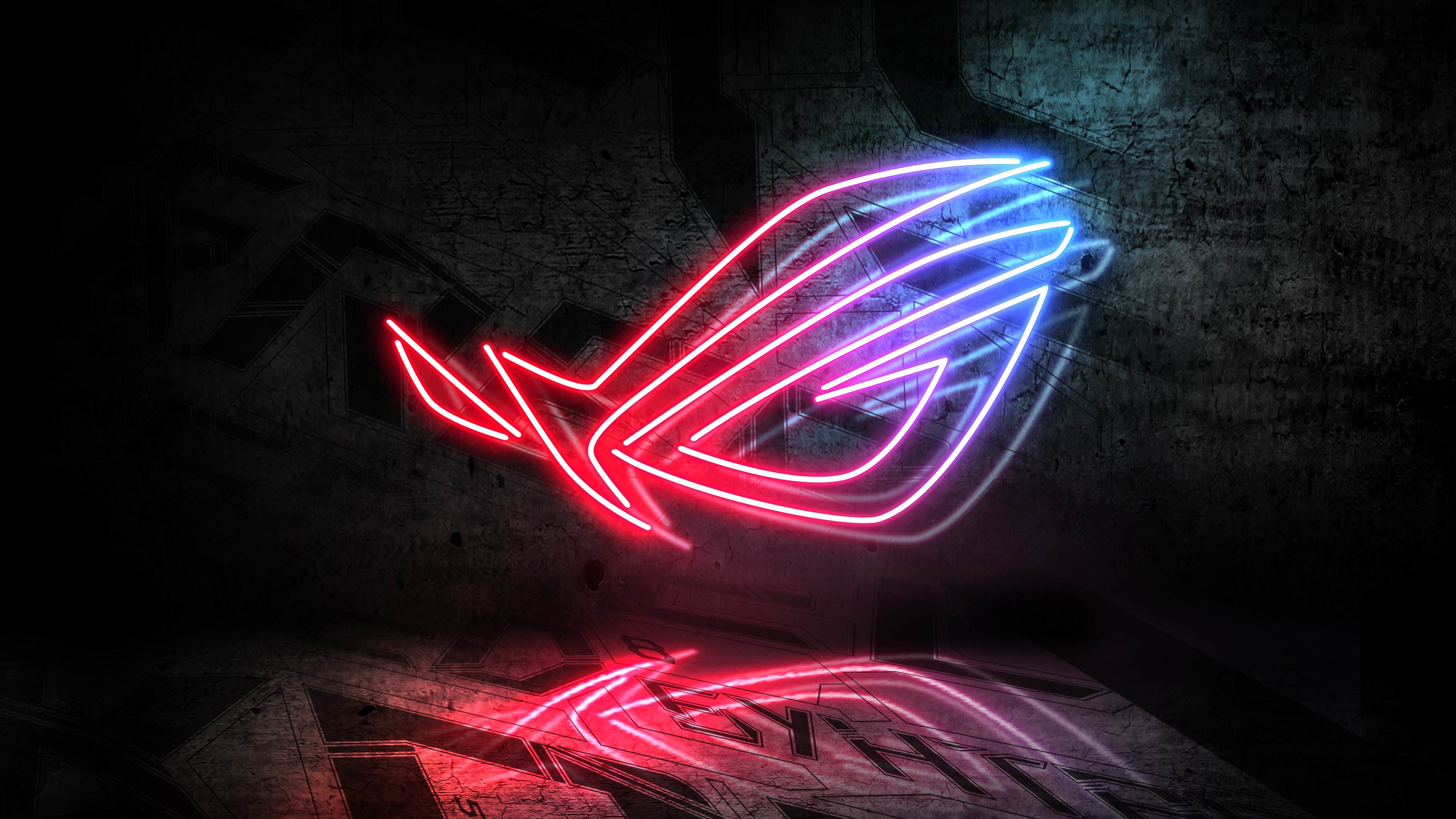 3840x2160 Asus ROG Neon Logo 4K Wallpaper, Desktop